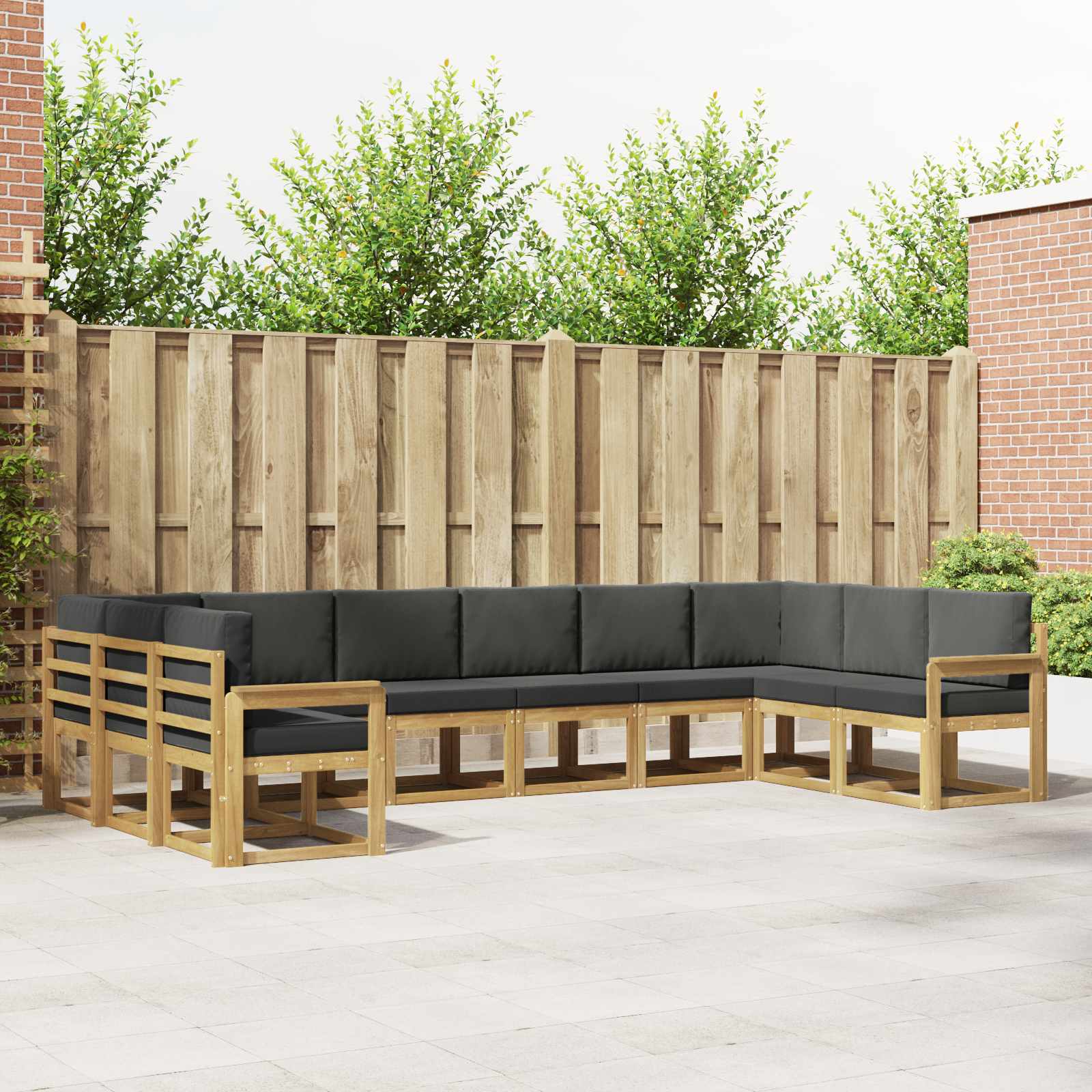 Buiten bankenset met kussen 10 pcs Wit en antracietkleurig is nu te koop bij PeponiXL, paradijselijk wonen!