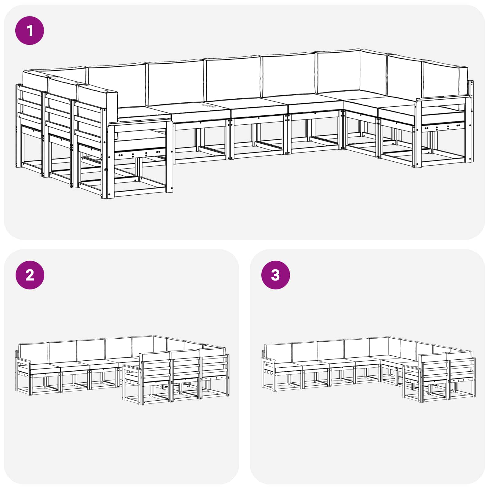 Buiten bankenset met kussen 10 pcs Wit en antracietkleurig is nu te koop bij PeponiXL, paradijselijk wonen!