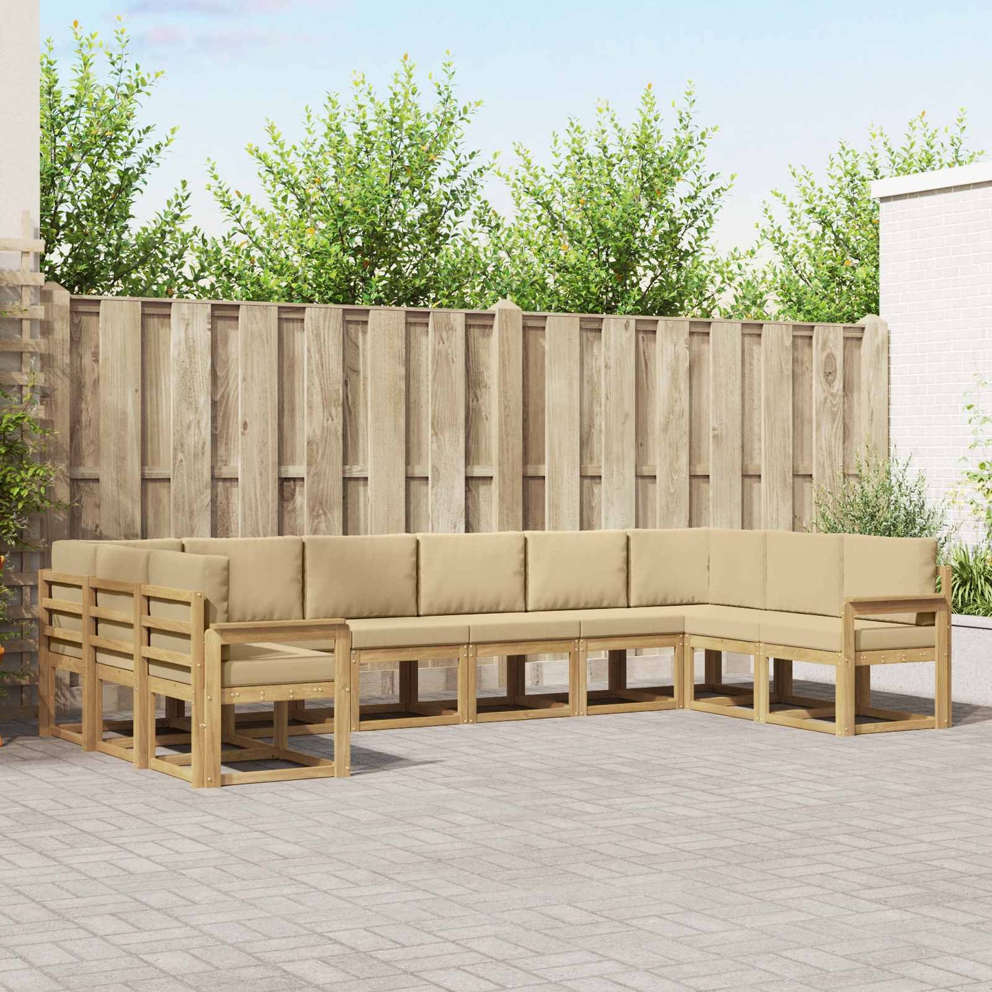 Buiten bankenset met kussen 10 pcs Wit en Beige is nu te koop bij PeponiXL, paradijselijk wonen!
