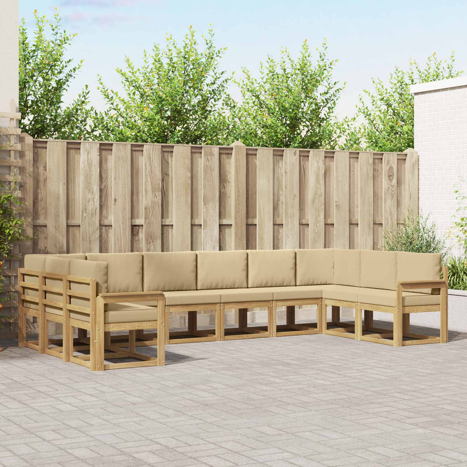 Buiten bankenset met kussen 10 pcs Wit en Beige is nu te koop bij PeponiXL, paradijselijk wonen!