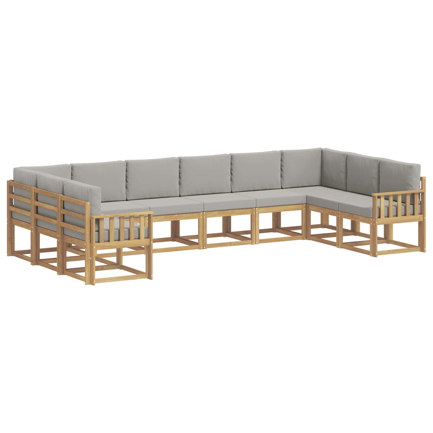 Buiten bankenset met kussen 10 pcs Wit en Lichtgrijs