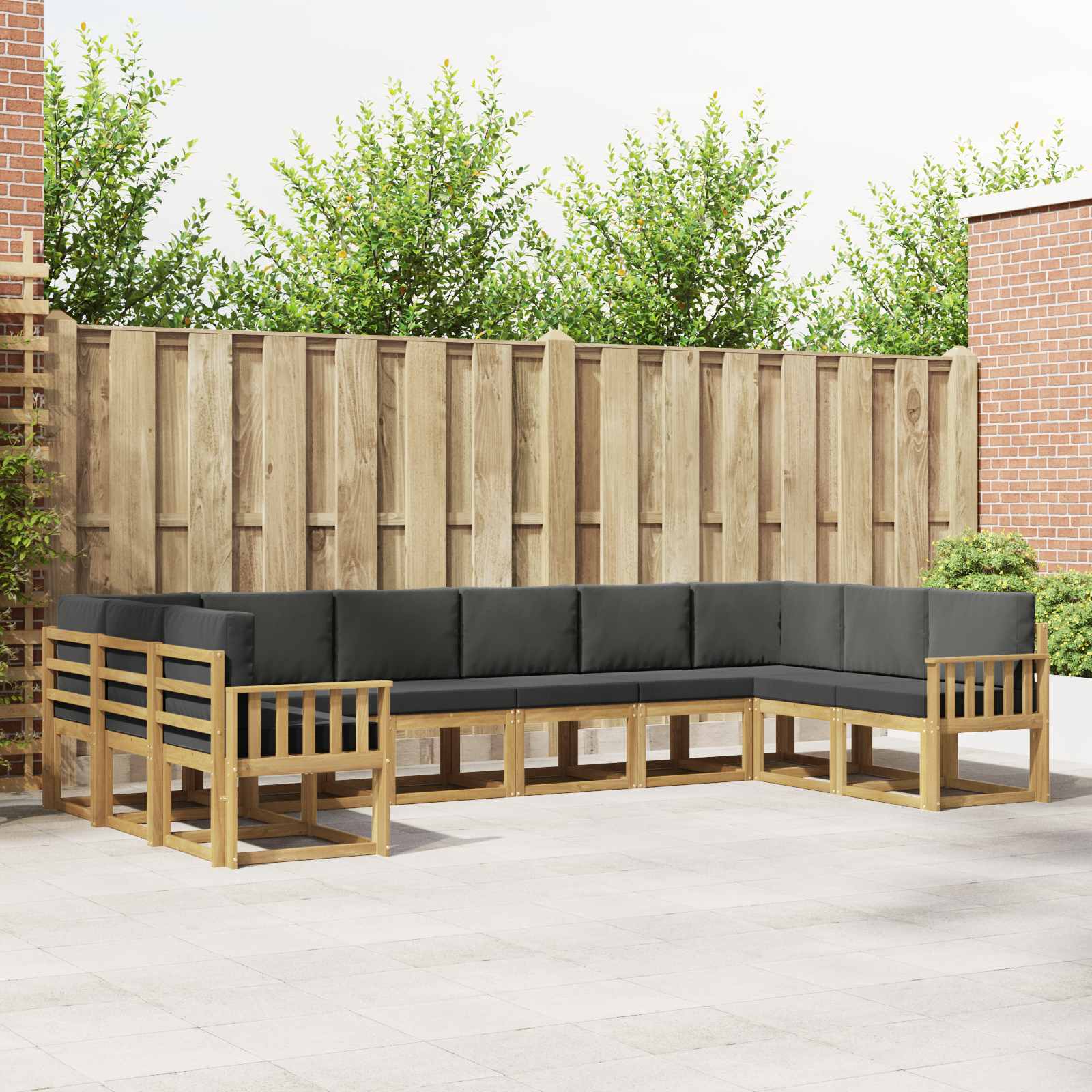 Buiten bankenset met kussen 10 pcs Wit en antracietkleurig is nu te koop bij PeponiXL, paradijselijk wonen!