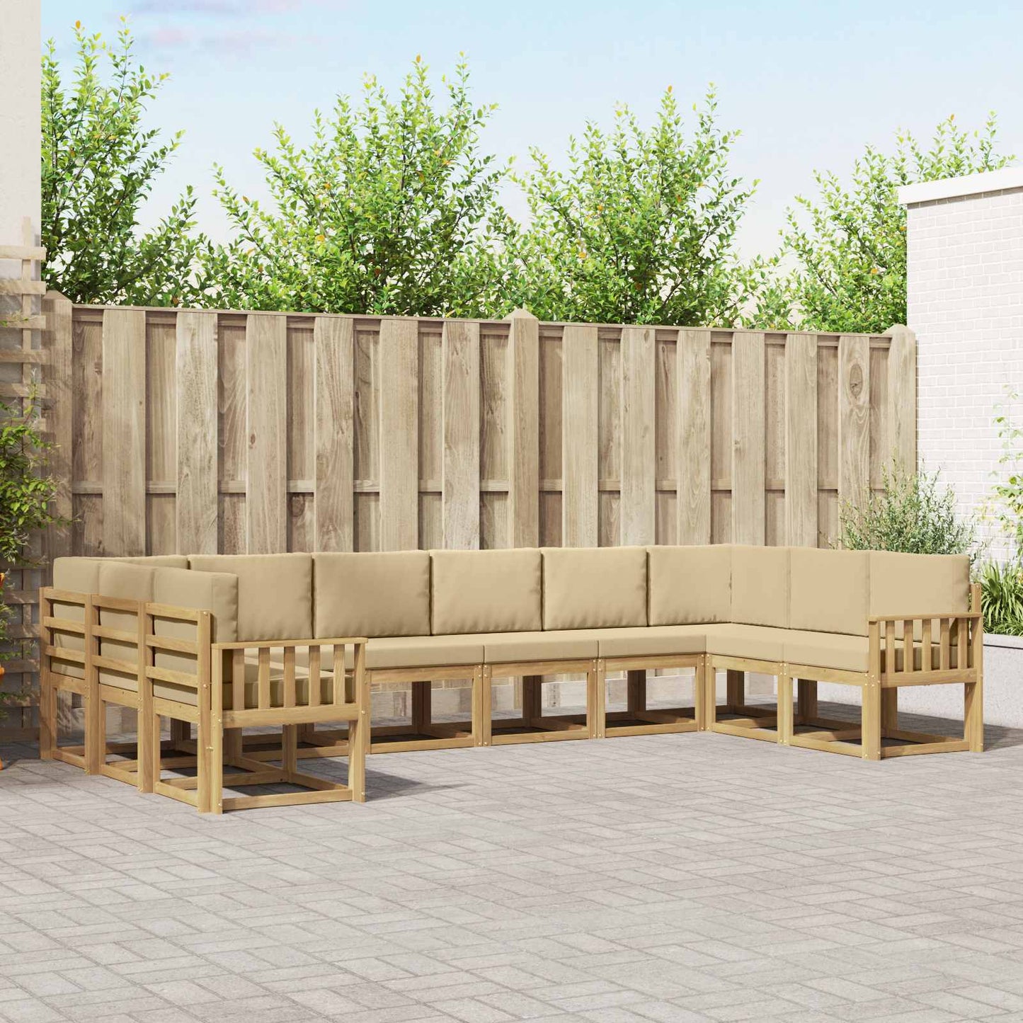 Buiten bankenset met kussen 10 pcs Wit en Beige is nu te koop bij PeponiXL, paradijselijk wonen!