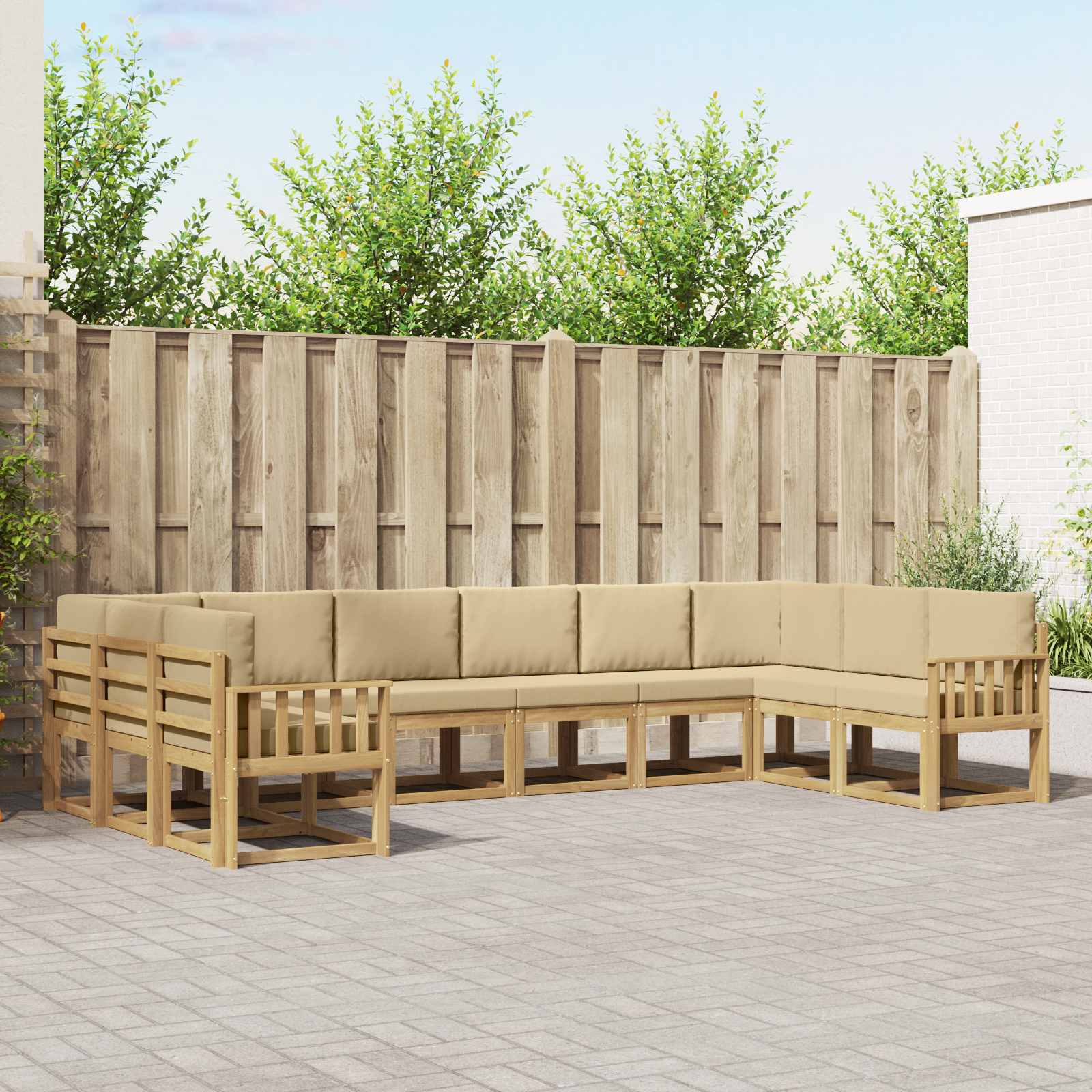 Buiten bankenset met kussen 10 pcs Wit en Beige is nu te koop bij PeponiXL, paradijselijk wonen!