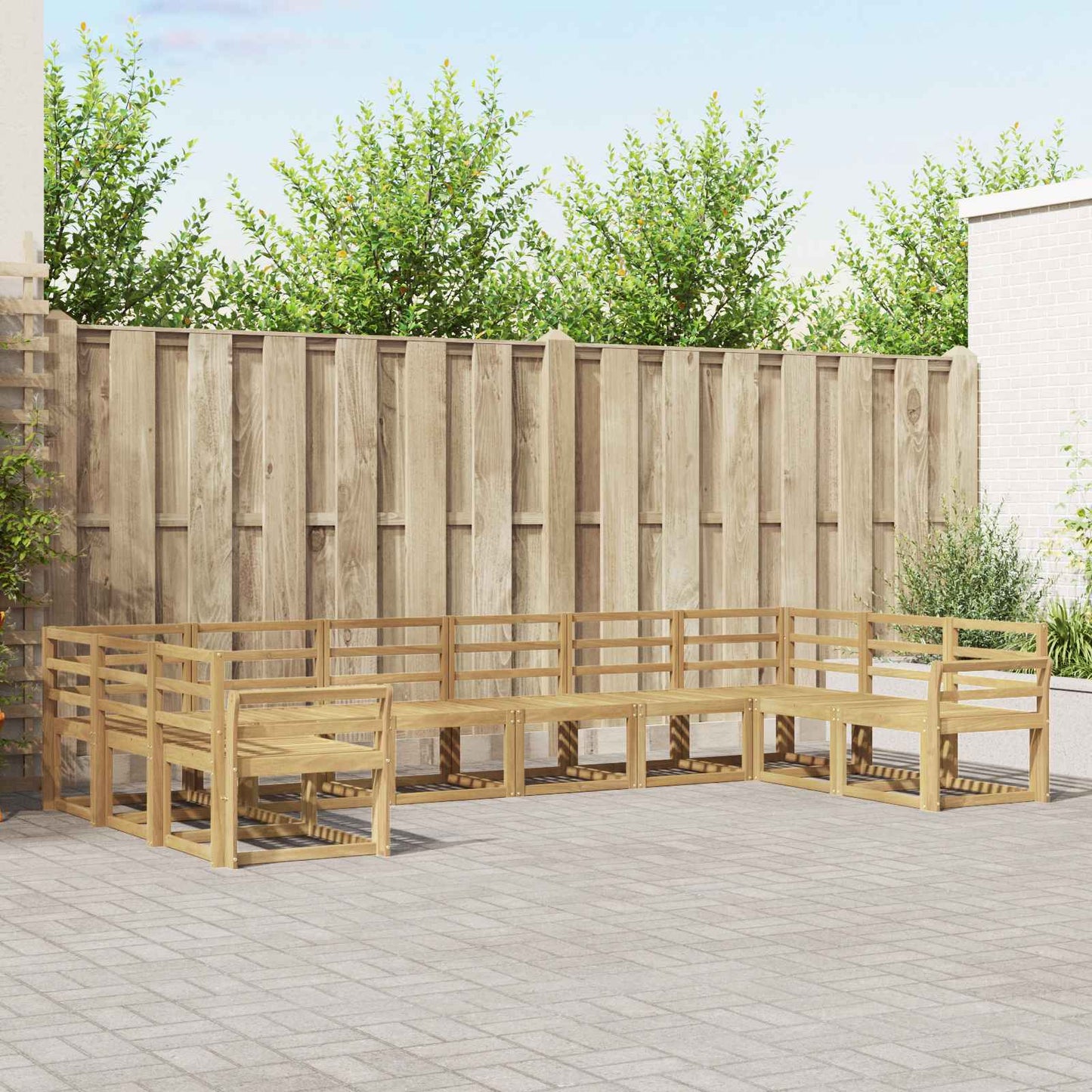 Buiten bankenset 10 pcs Wit Massief Acaciahout
