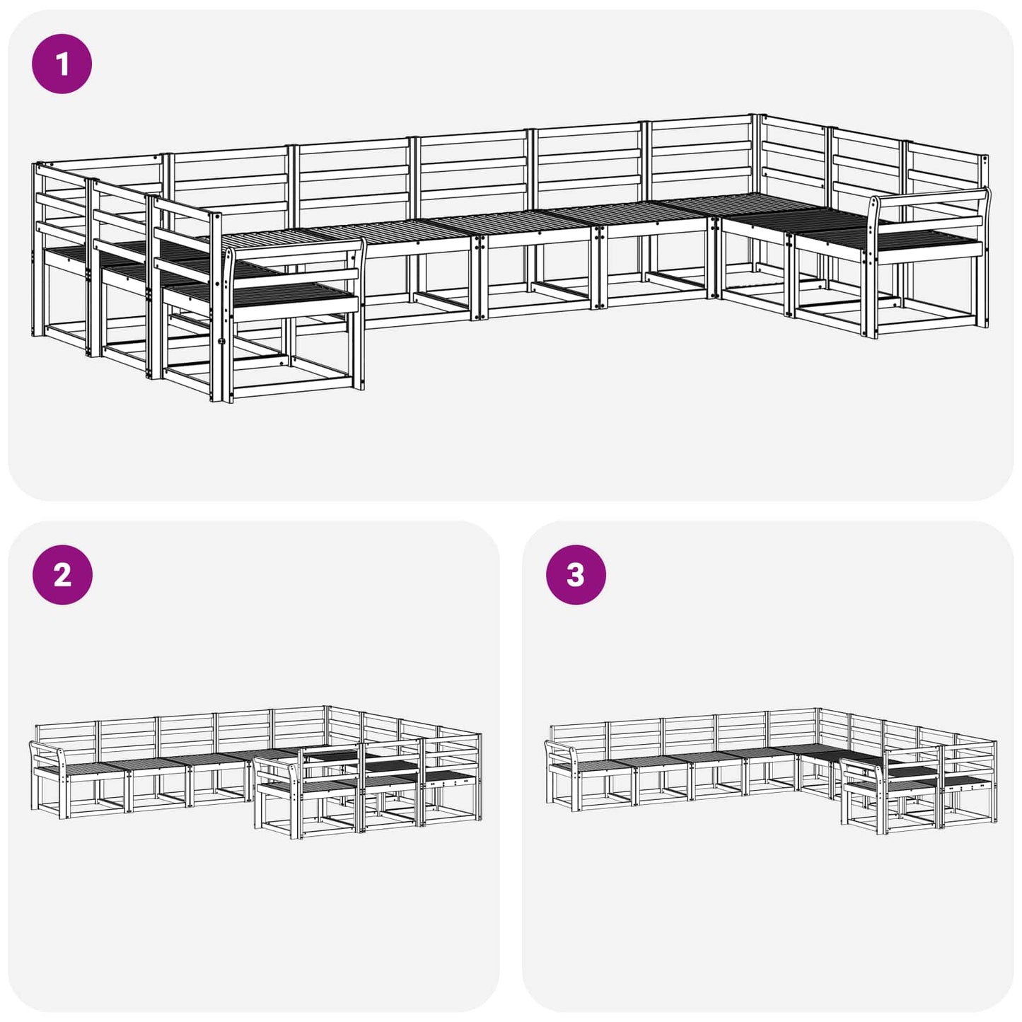 Buiten bankenset 10 pcs Wit Massief Acaciahout