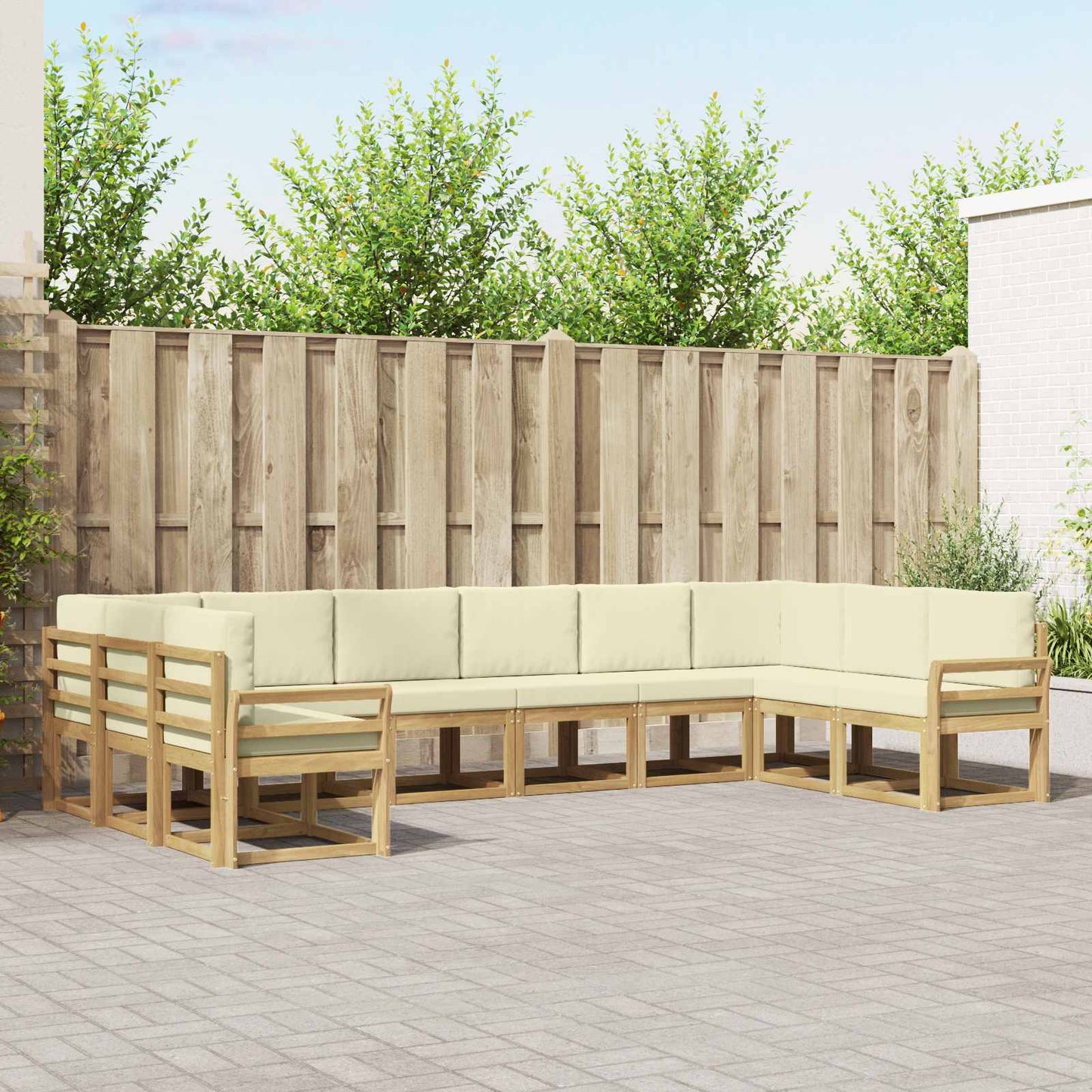 Buiten bankenset met kussen 10 pcs Wit en crèmekleurig is nu te koop bij PeponiXL, paradijselijk wonen!