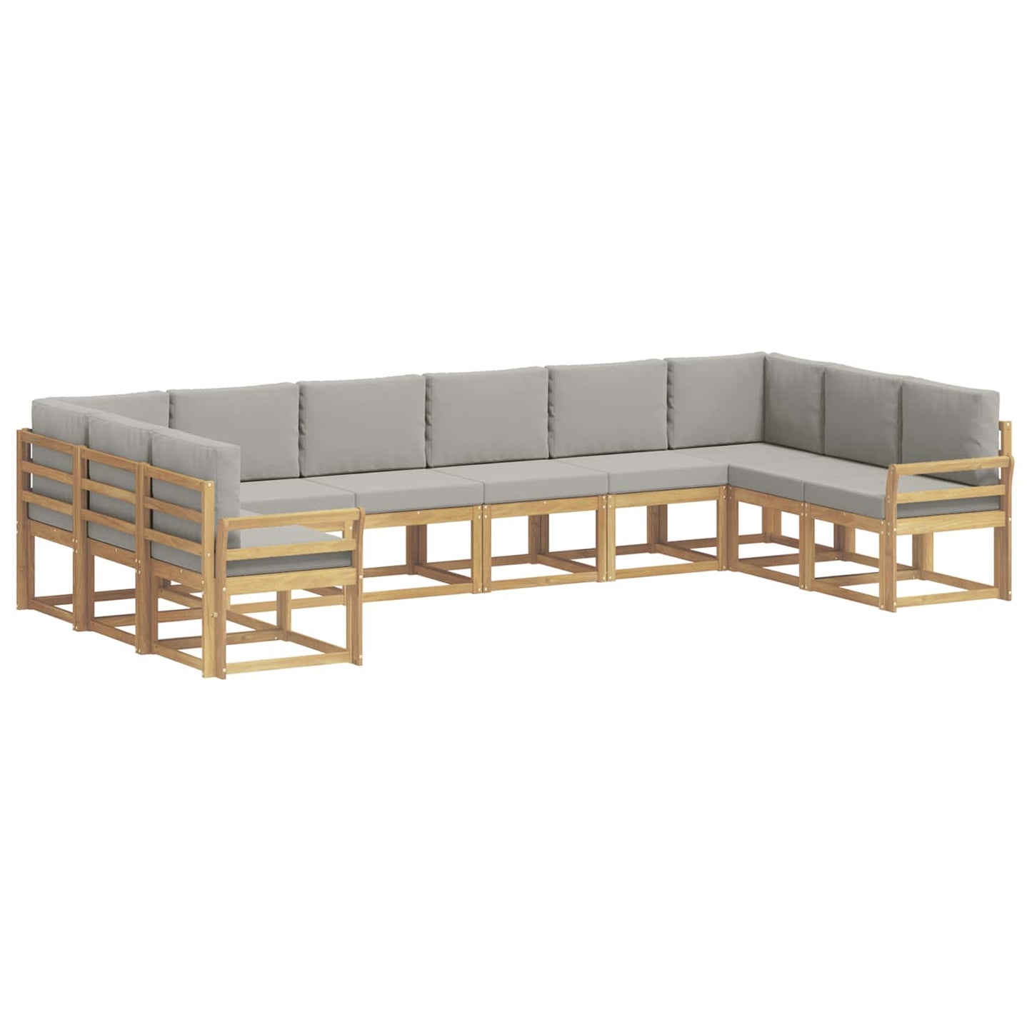 Buiten bankenset met kussen 10 pcs Wit en Lichtgrijs