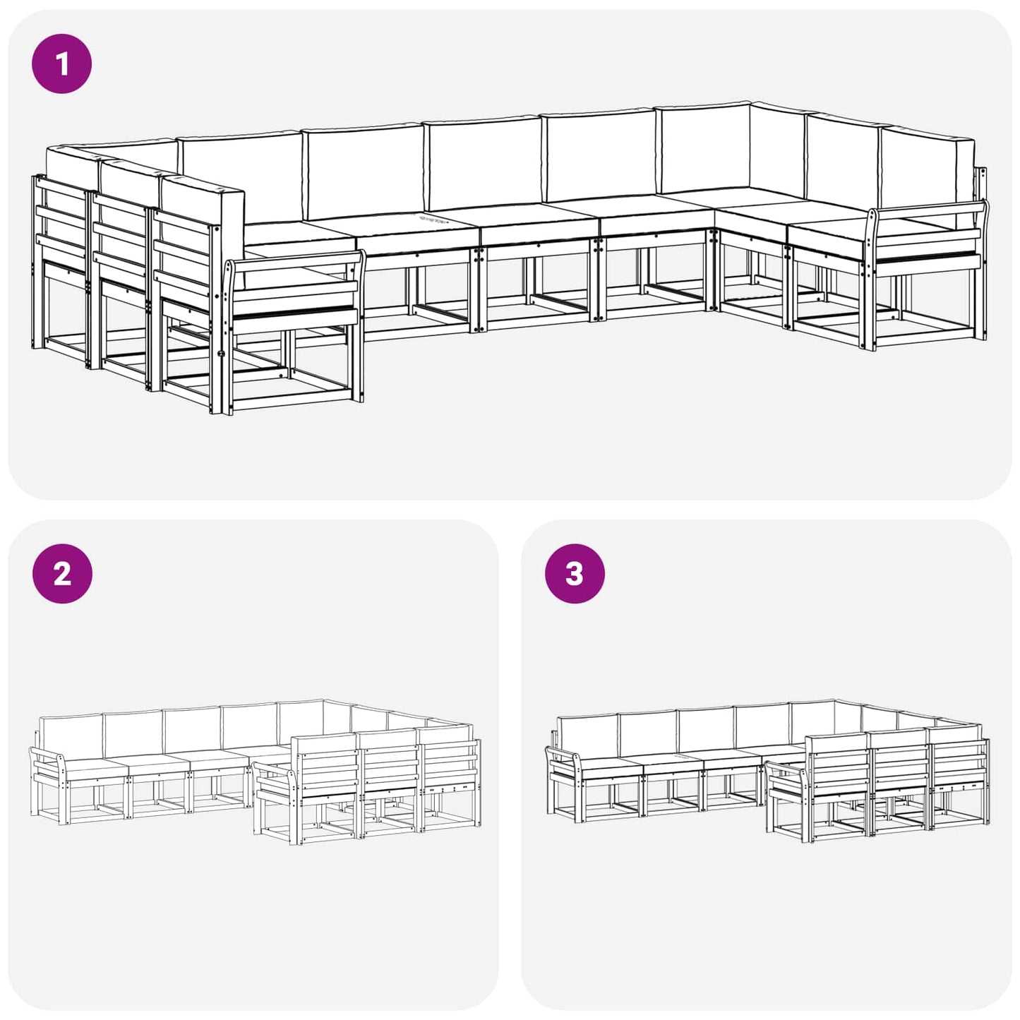 Buiten bankenset met kussen 10 pcs Wit en antracietkleurig is nu te koop bij PeponiXL, paradijselijk wonen!