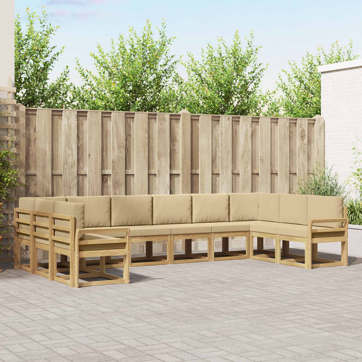 Buiten bankenset met kussen 10 pcs Wit en Beige is nu te koop bij PeponiXL, paradijselijk wonen!