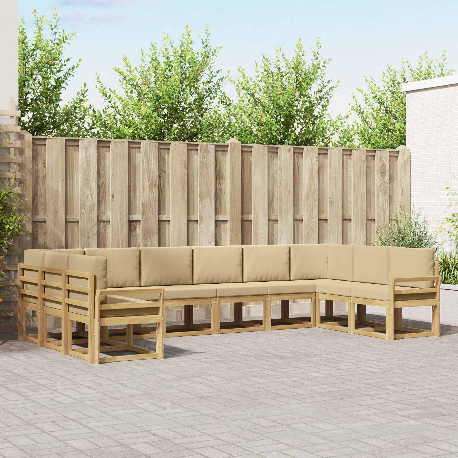 Buiten bankenset met kussen 10 pcs Wit en Beige is nu te koop bij PeponiXL, paradijselijk wonen!