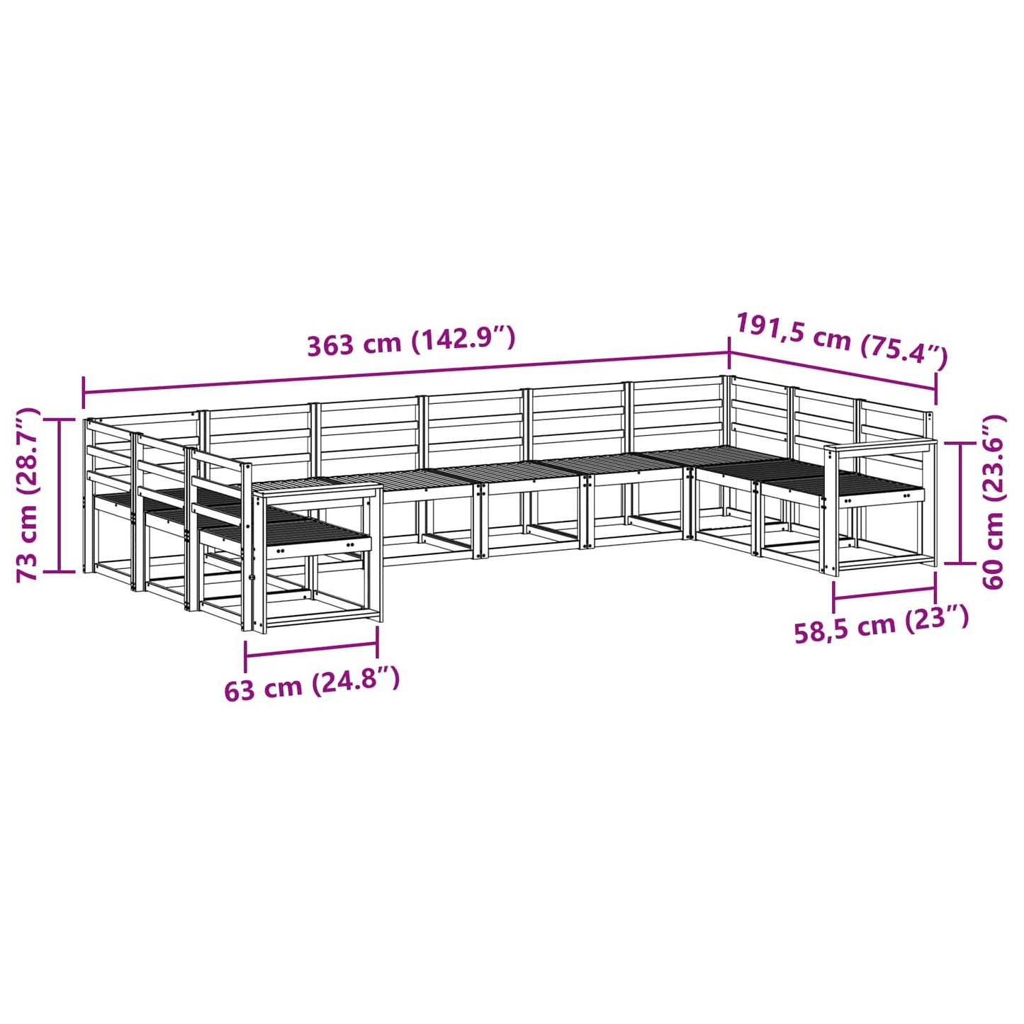 Buiten bankenset 10 pcs Wit Massief Acaciahout