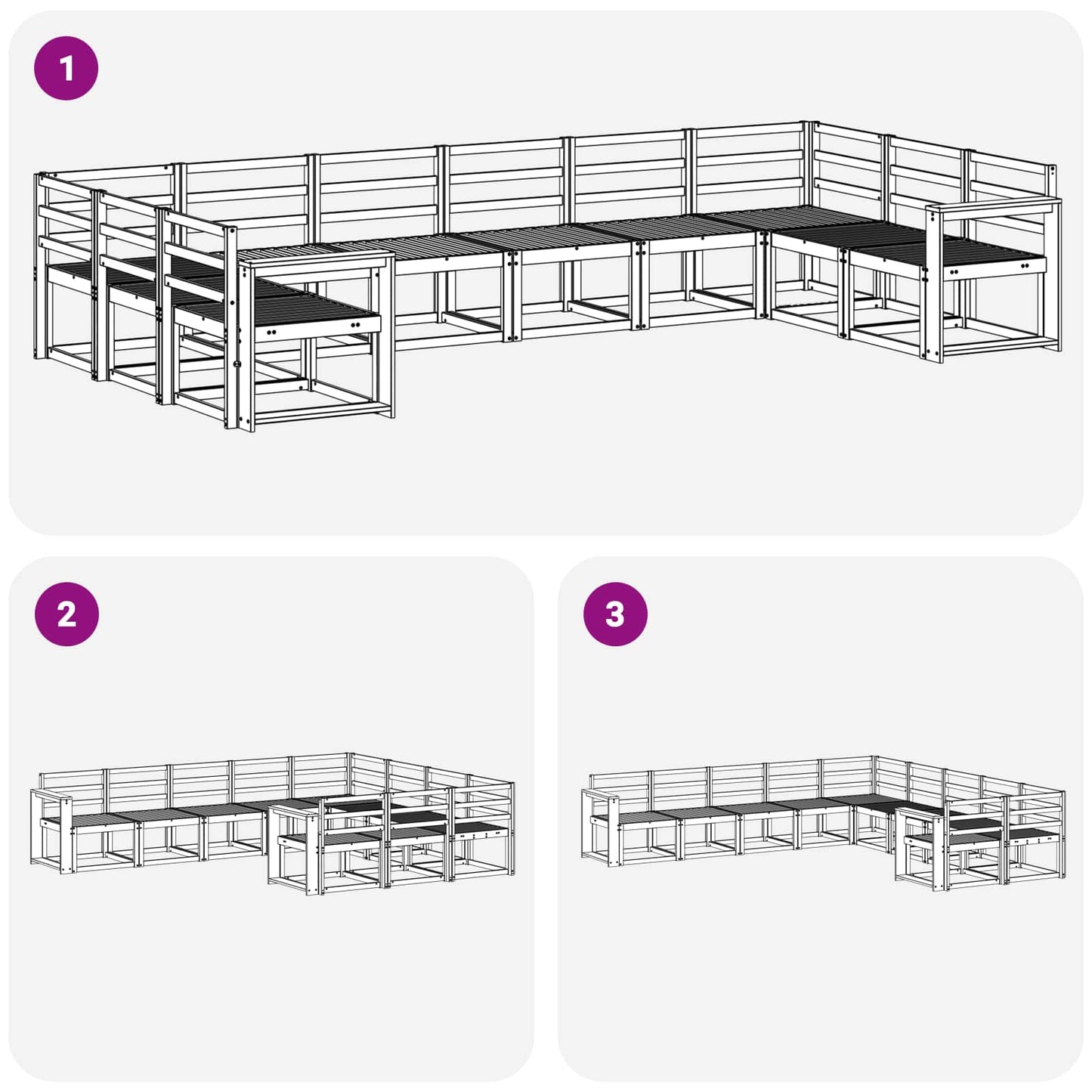Buiten bankenset 10 pcs Wit Massief Acaciahout