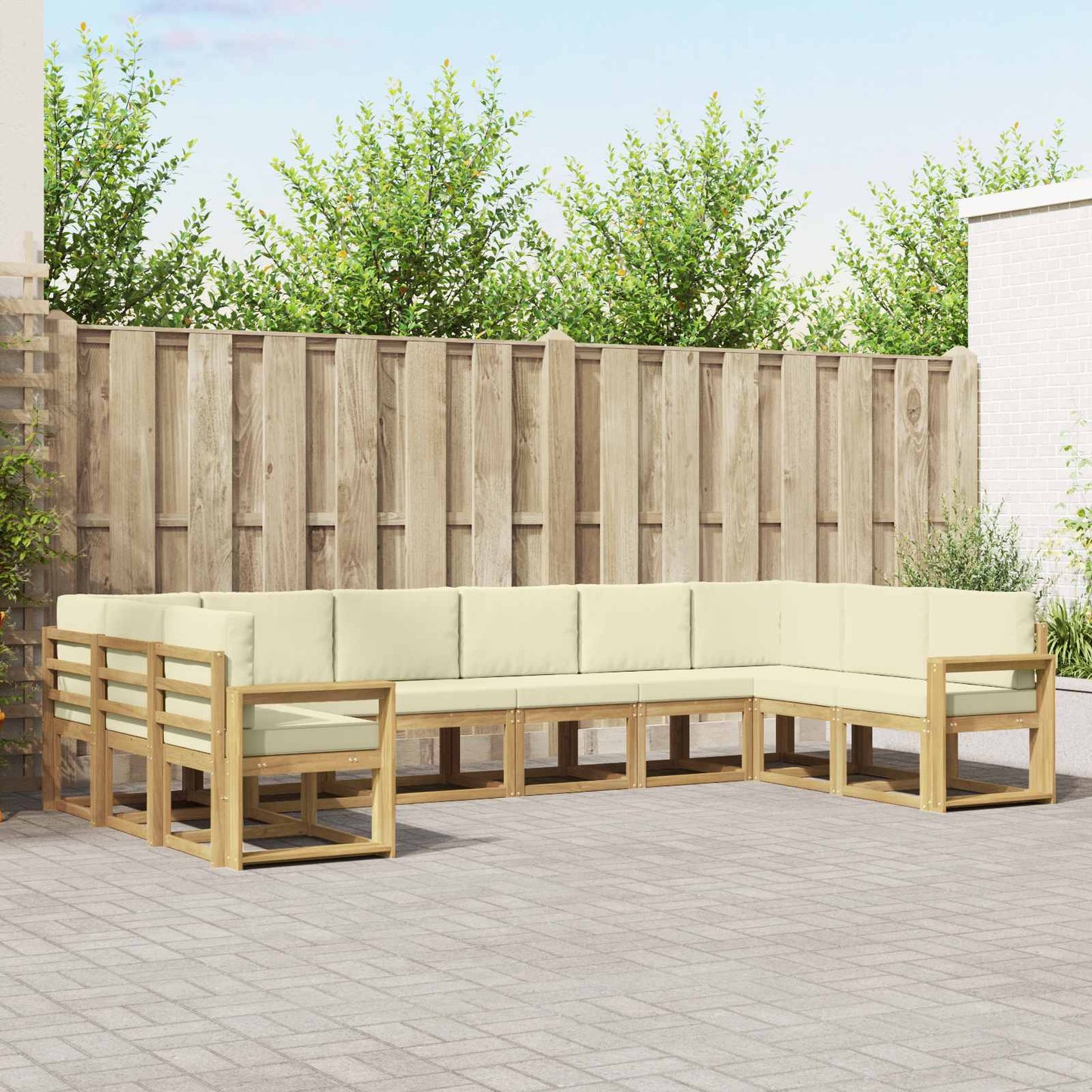 Buiten bankenset met kussen 10 pcs Wit en crèmekleurig is nu te koop bij PeponiXL, paradijselijk wonen!