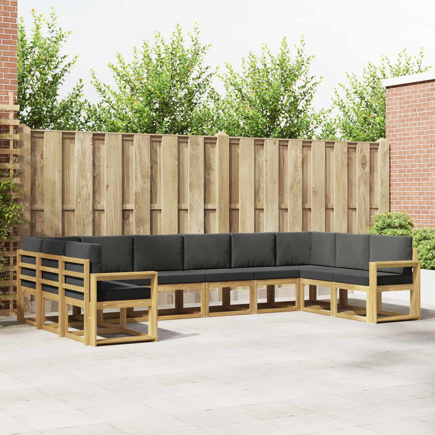 Buiten bankenset met kussen 10 pcs Wit en antracietkleurig is nu te koop bij PeponiXL, paradijselijk wonen!