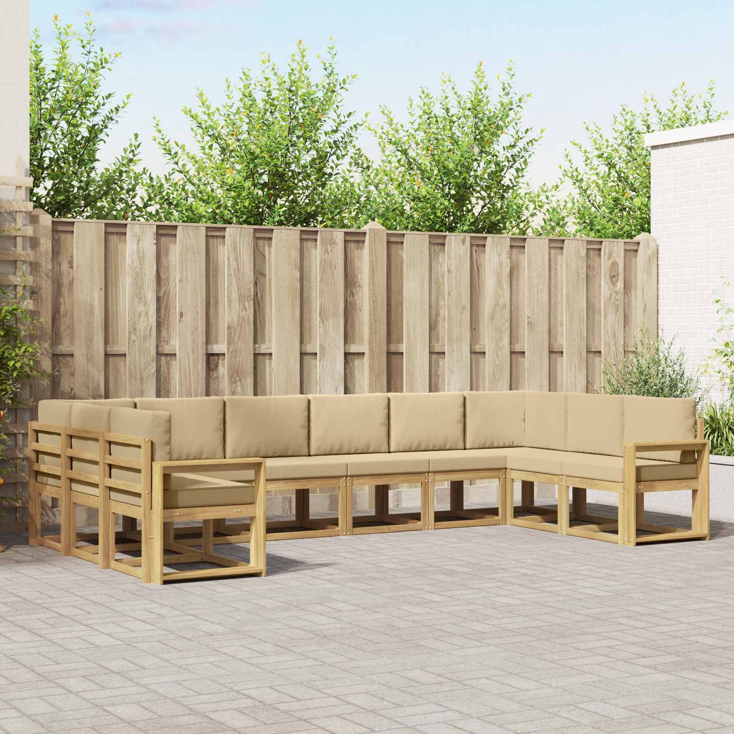 Buiten bankenset met kussen 10 pcs Wit en Beige is nu te koop bij PeponiXL, paradijselijk wonen!