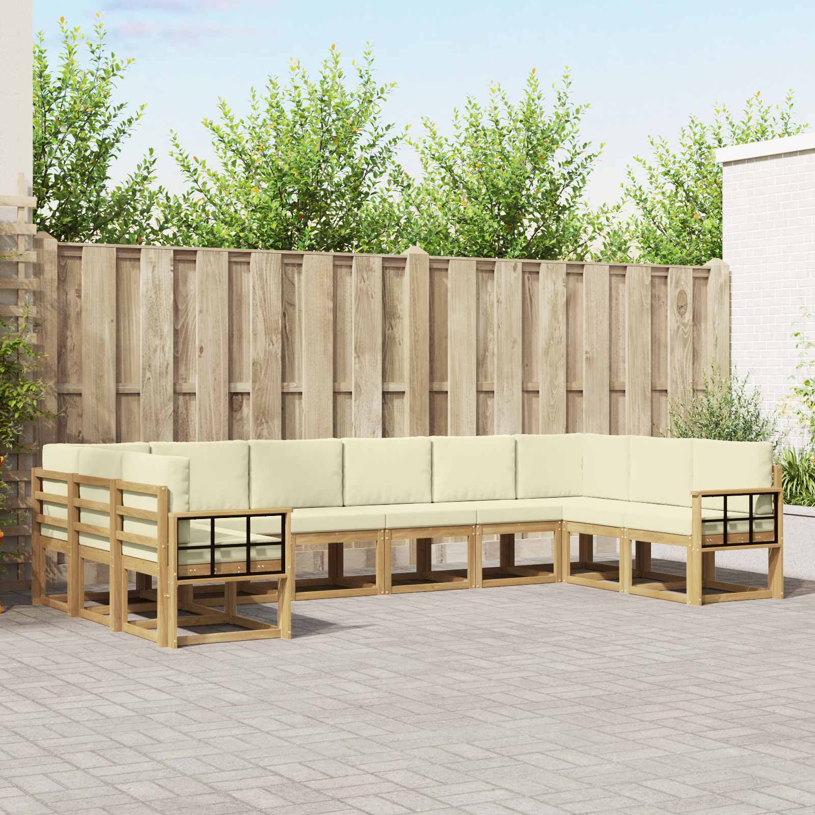 Buiten bankenset met kussen 10 pcs Wit en crèmekleurig is nu te koop bij PeponiXL, paradijselijk wonen!