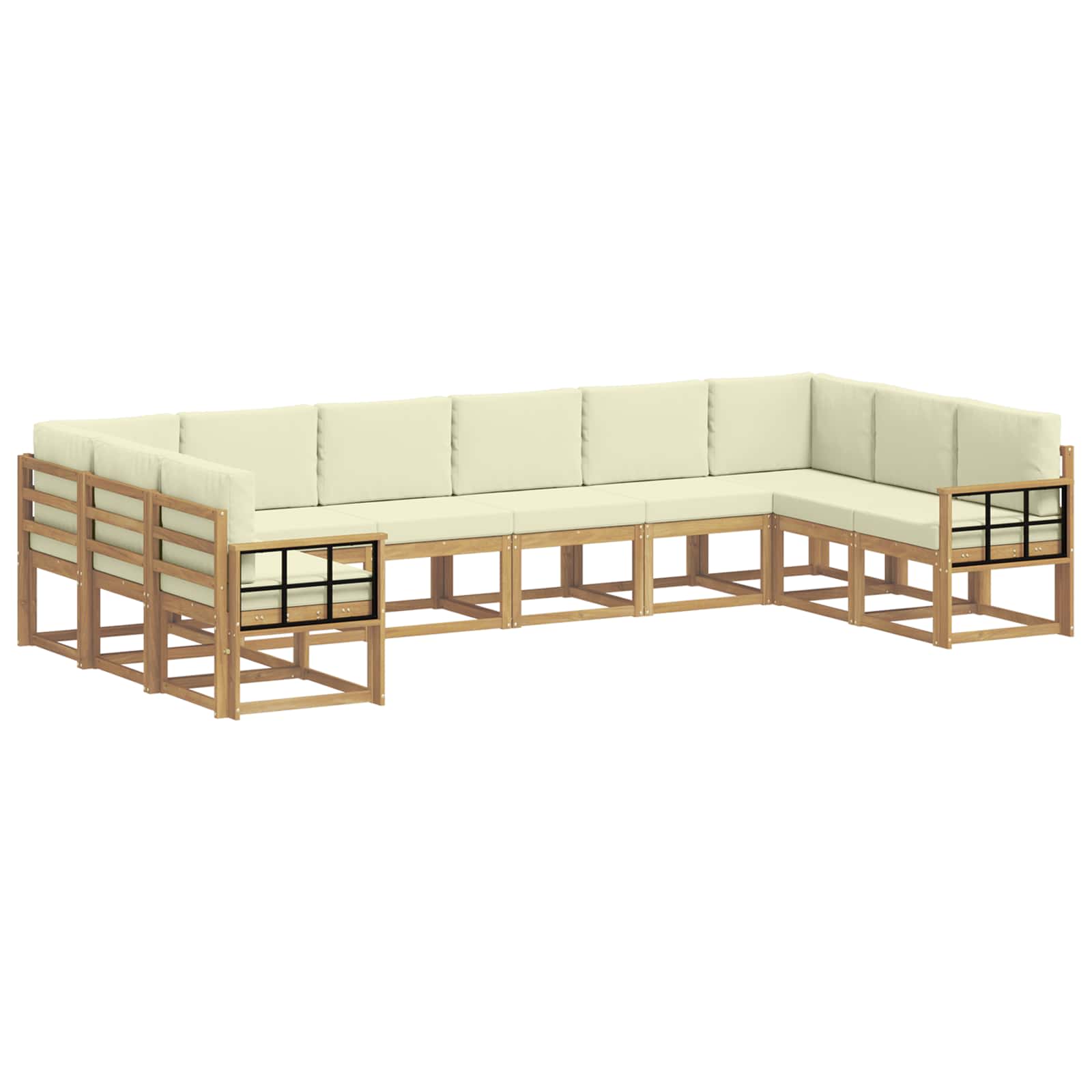 Buiten bankenset met kussen 10 pcs Wit en crèmekleurig is nu te koop bij PeponiXL, paradijselijk wonen!