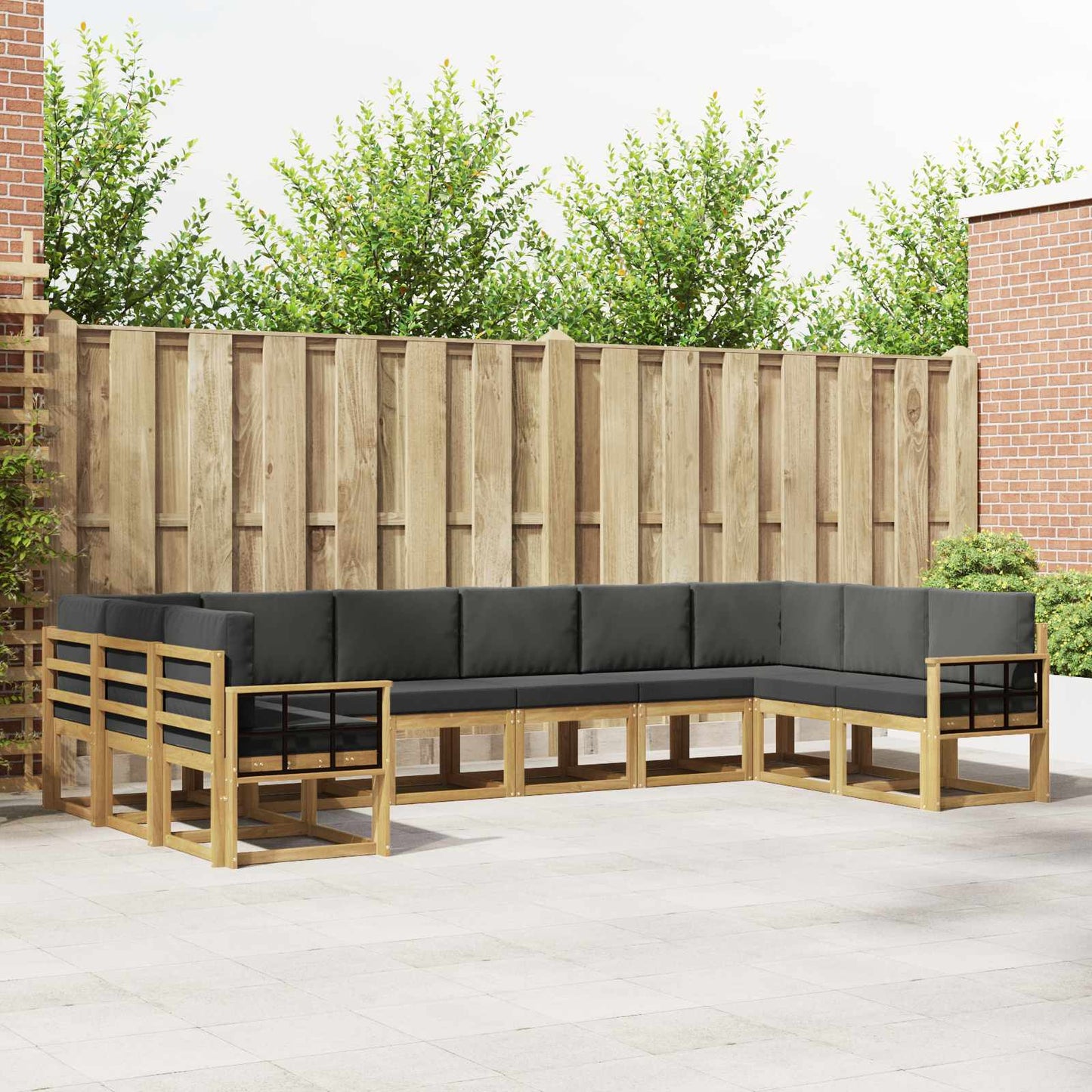 Buiten bankenset met kussen 10 pcs Wit en antracietkleurig is nu te koop bij PeponiXL, paradijselijk wonen!