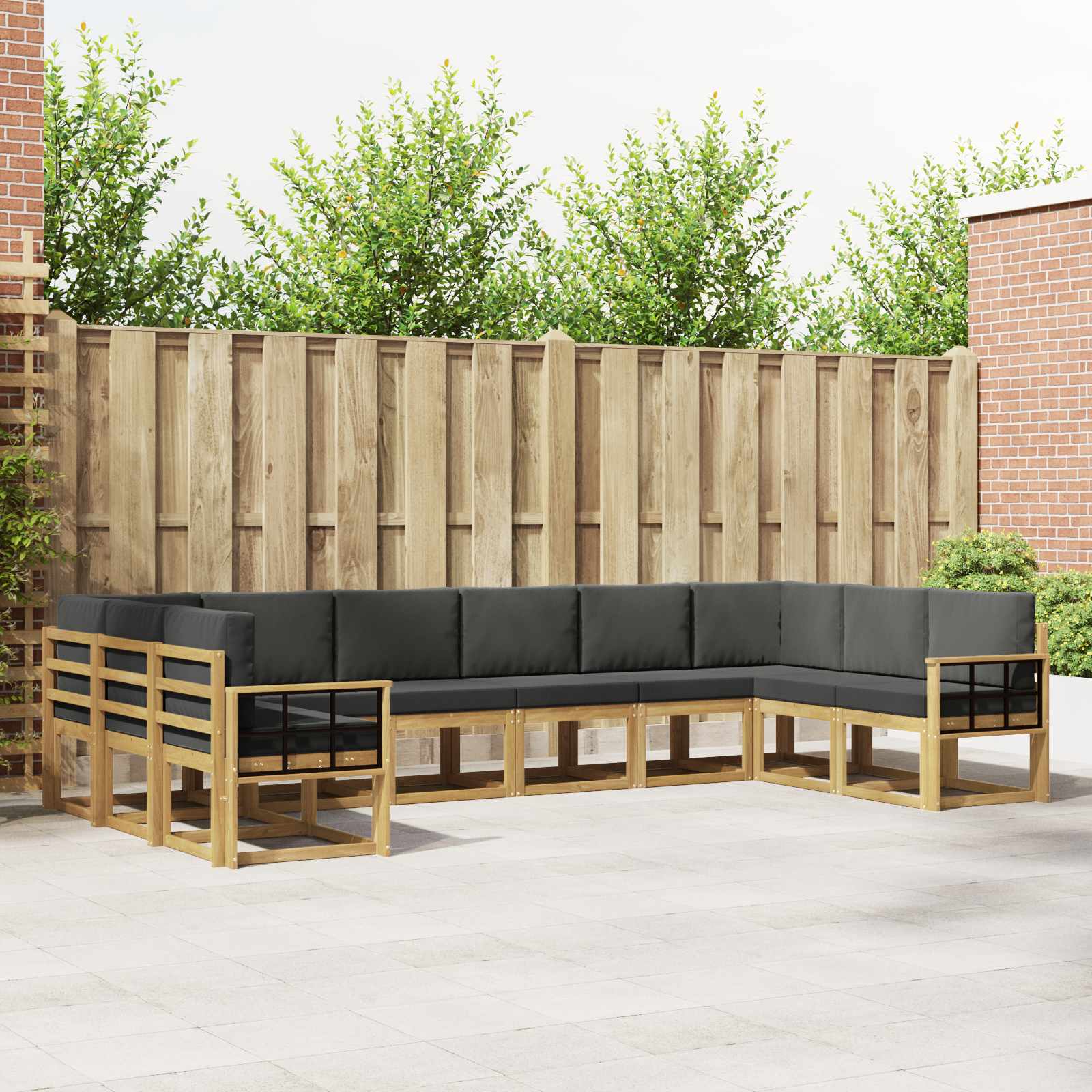 Buiten bankenset met kussen 10 pcs Wit en antracietkleurig is nu te koop bij PeponiXL, paradijselijk wonen!