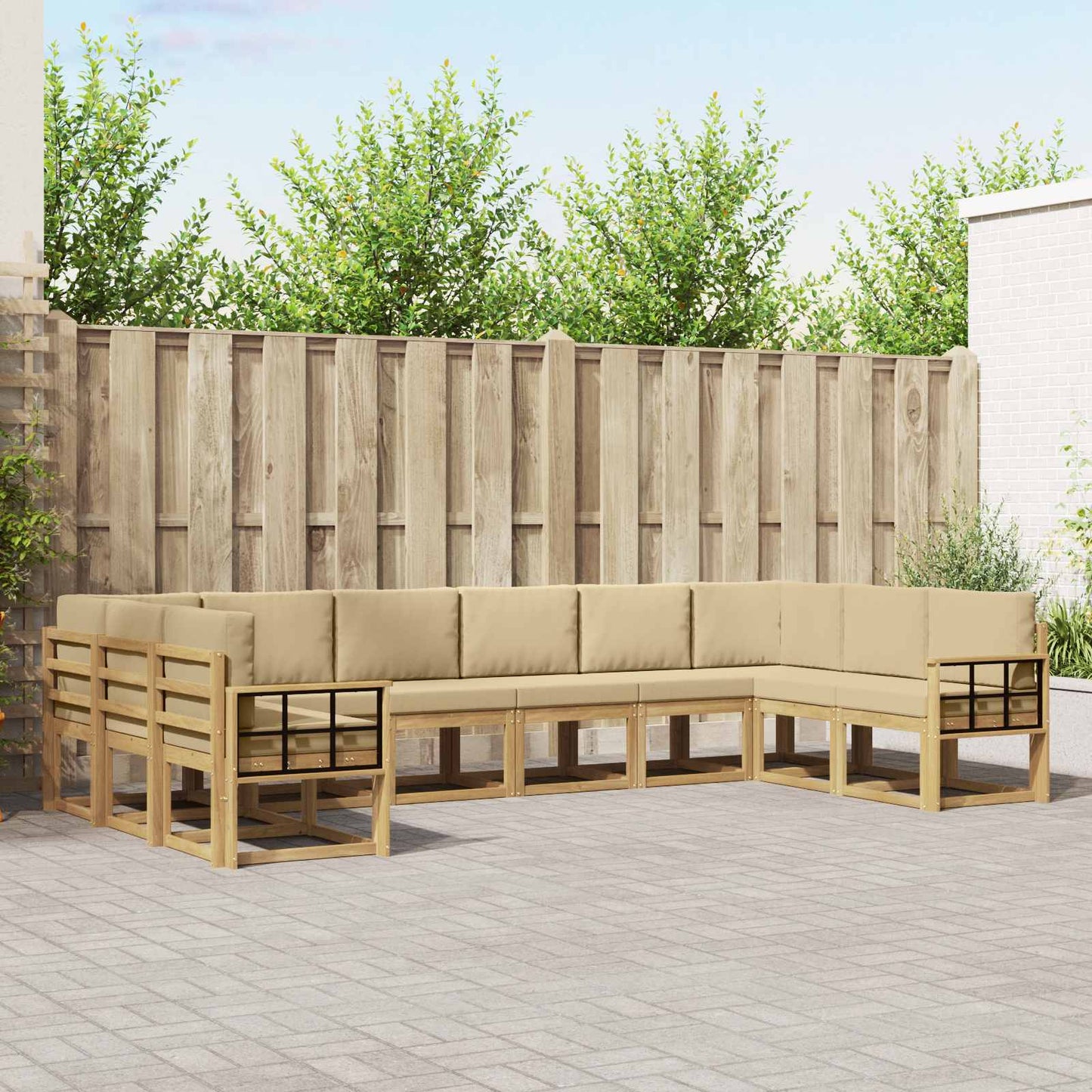 Buiten bankenset met kussen 10 pcs Wit en Beige is nu te koop bij PeponiXL, paradijselijk wonen!