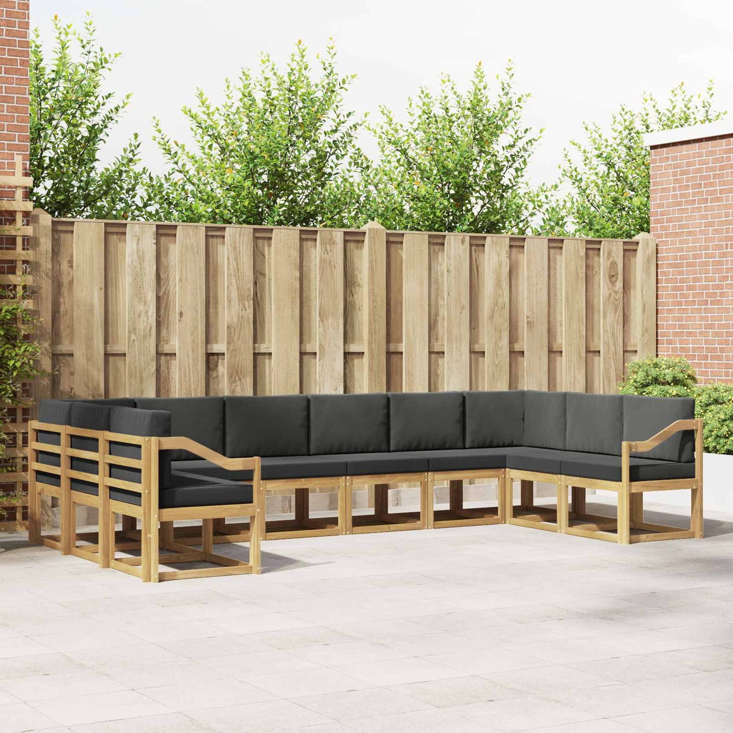 Buiten bankenset met kussen 10 pcs Wit en antracietkleurig is nu te koop bij PeponiXL, paradijselijk wonen!