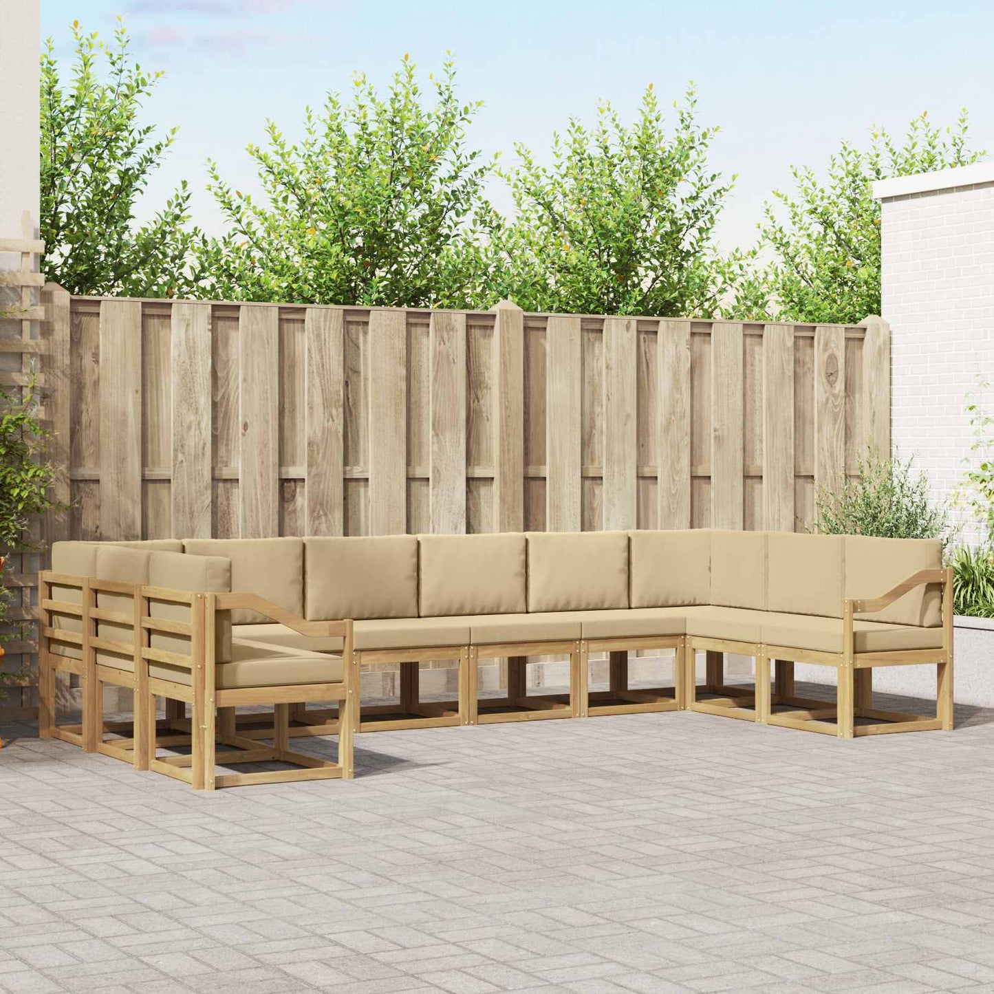 Buiten bankenset met kussen 10 pcs Wit en Beige is nu te koop bij PeponiXL, paradijselijk wonen!