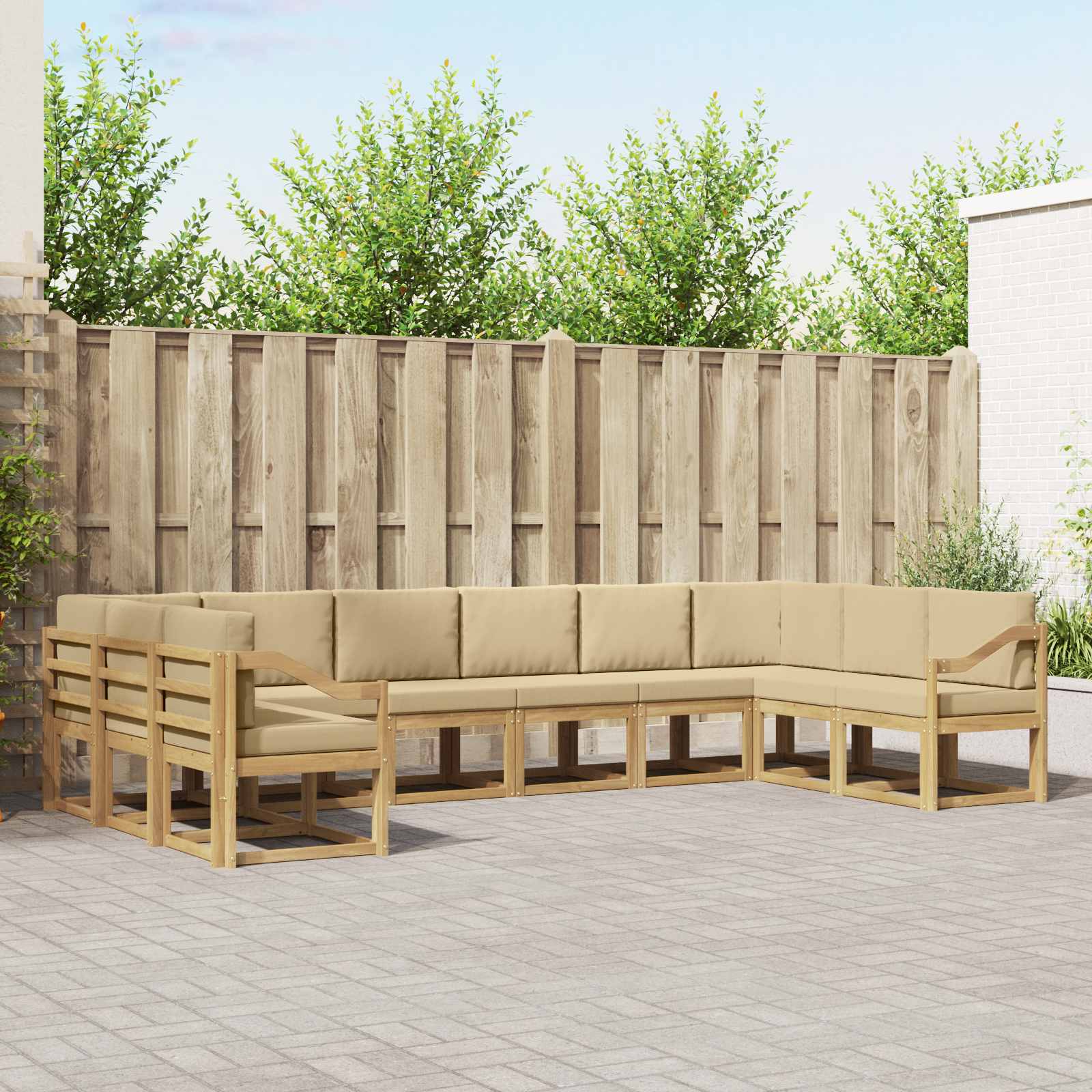 Buiten bankenset met kussen 10 pcs Wit en Beige is nu te koop bij PeponiXL, paradijselijk wonen!