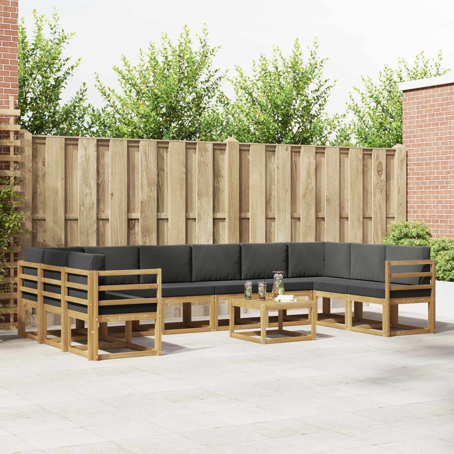 Buiten bankenset met kussen 11 pcs Wit en antracietkleurig is nu te koop bij PeponiXL, paradijselijk wonen!