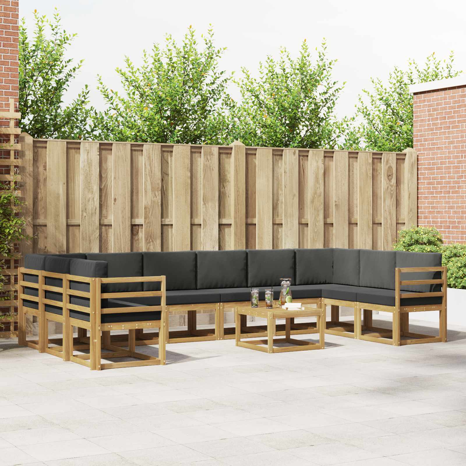 Buiten bankenset met kussen 11 pcs Wit en antracietkleurig is nu te koop bij PeponiXL, paradijselijk wonen!