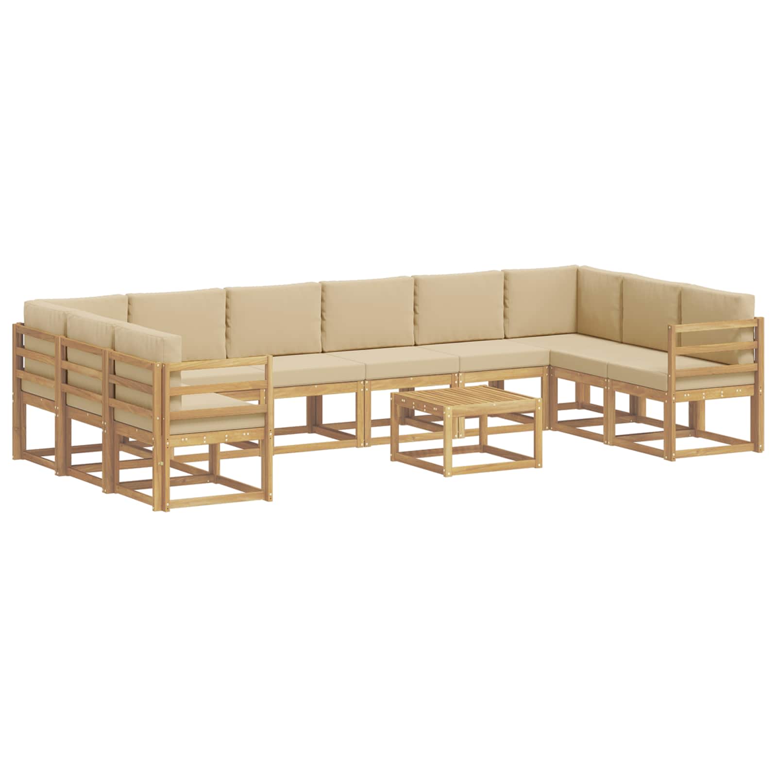 Buiten bankenset met kussen 11 pcs Wit en Beige is nu te koop bij PeponiXL, paradijselijk wonen!