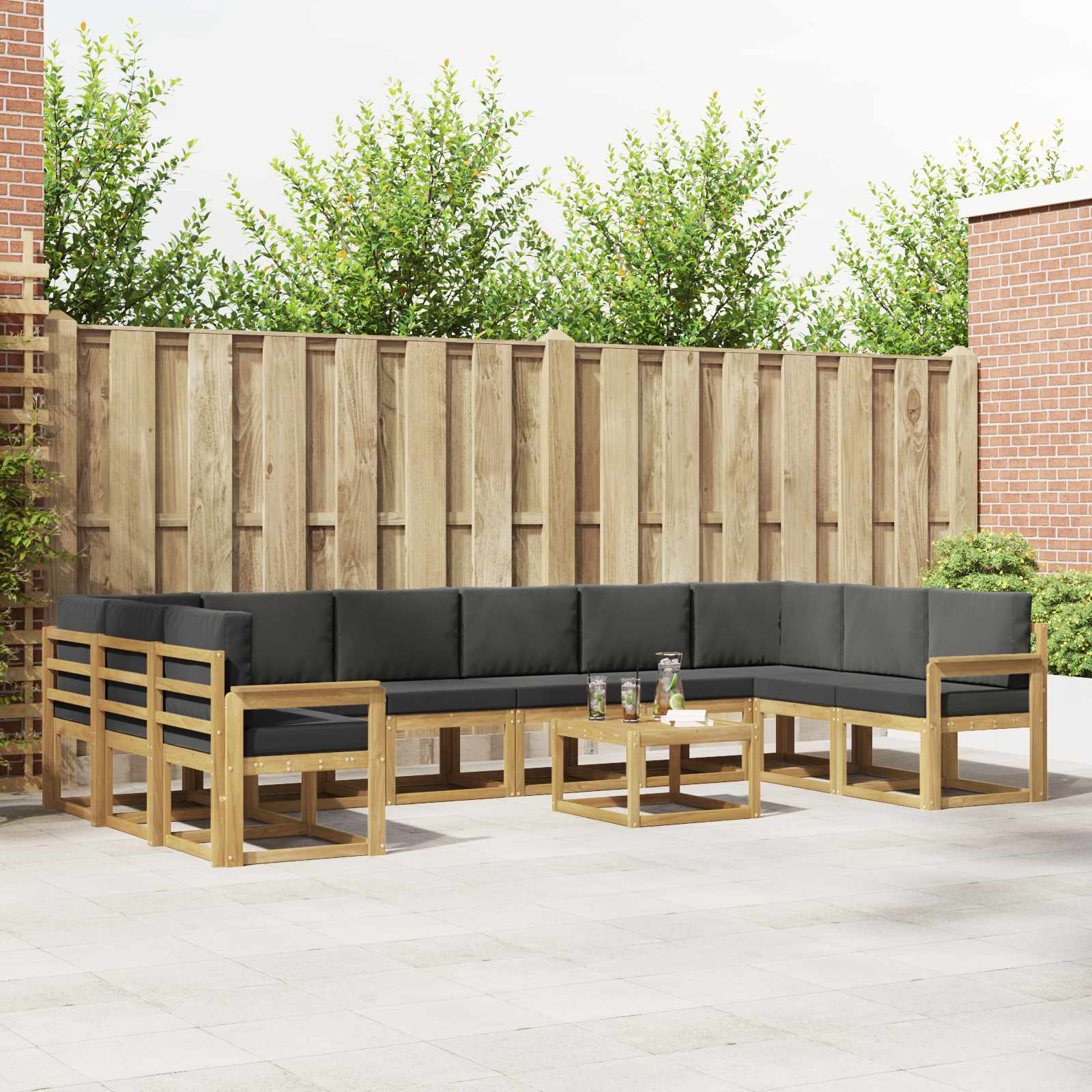 Buiten bankenset met kussen 11 pcs Wit en antracietkleurig is nu te koop bij PeponiXL, paradijselijk wonen!