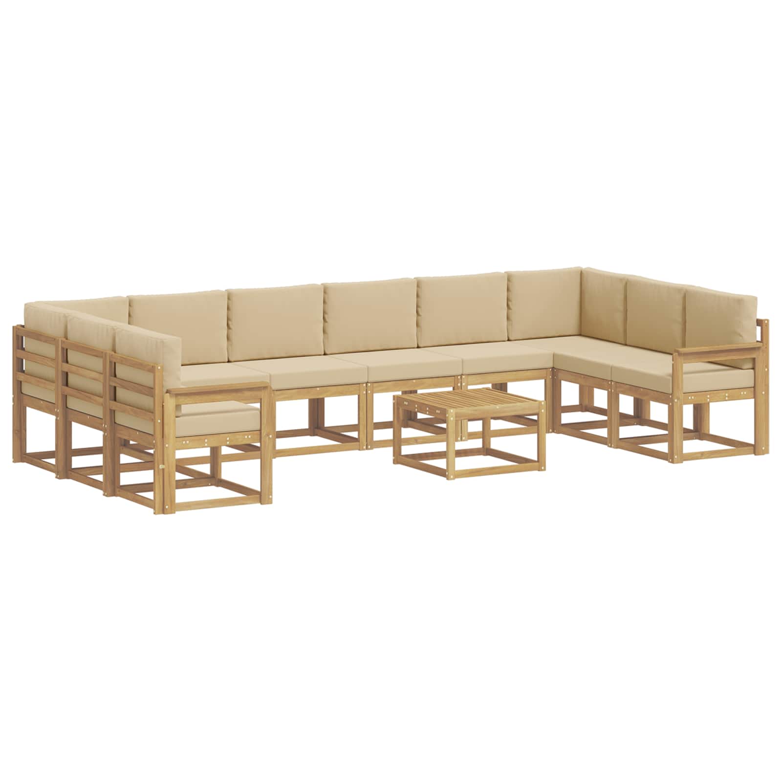Buiten bankenset met kussen 11 pcs Wit en Beige is nu te koop bij PeponiXL, paradijselijk wonen!