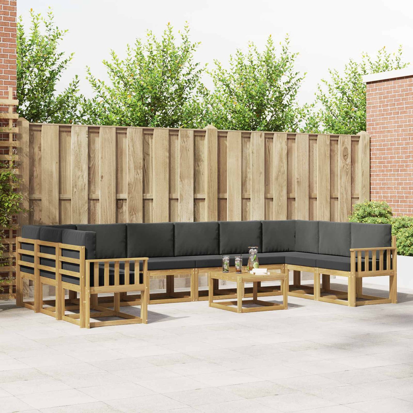 Buiten bankenset met kussen 11 pcs Wit en antracietkleurig is nu te koop bij PeponiXL, paradijselijk wonen!