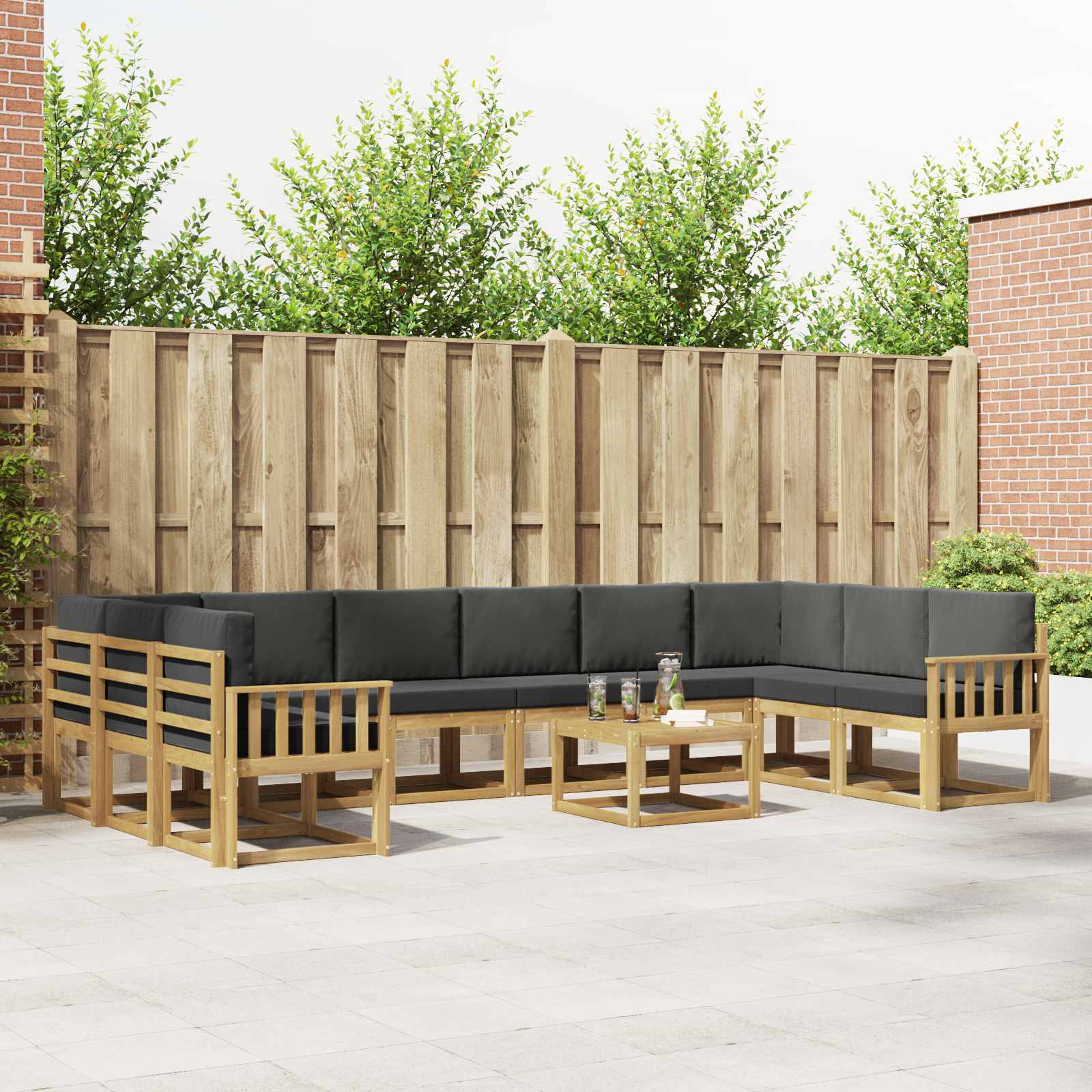 Buiten bankenset met kussen 11 pcs Wit en antracietkleurig is nu te koop bij PeponiXL, paradijselijk wonen!