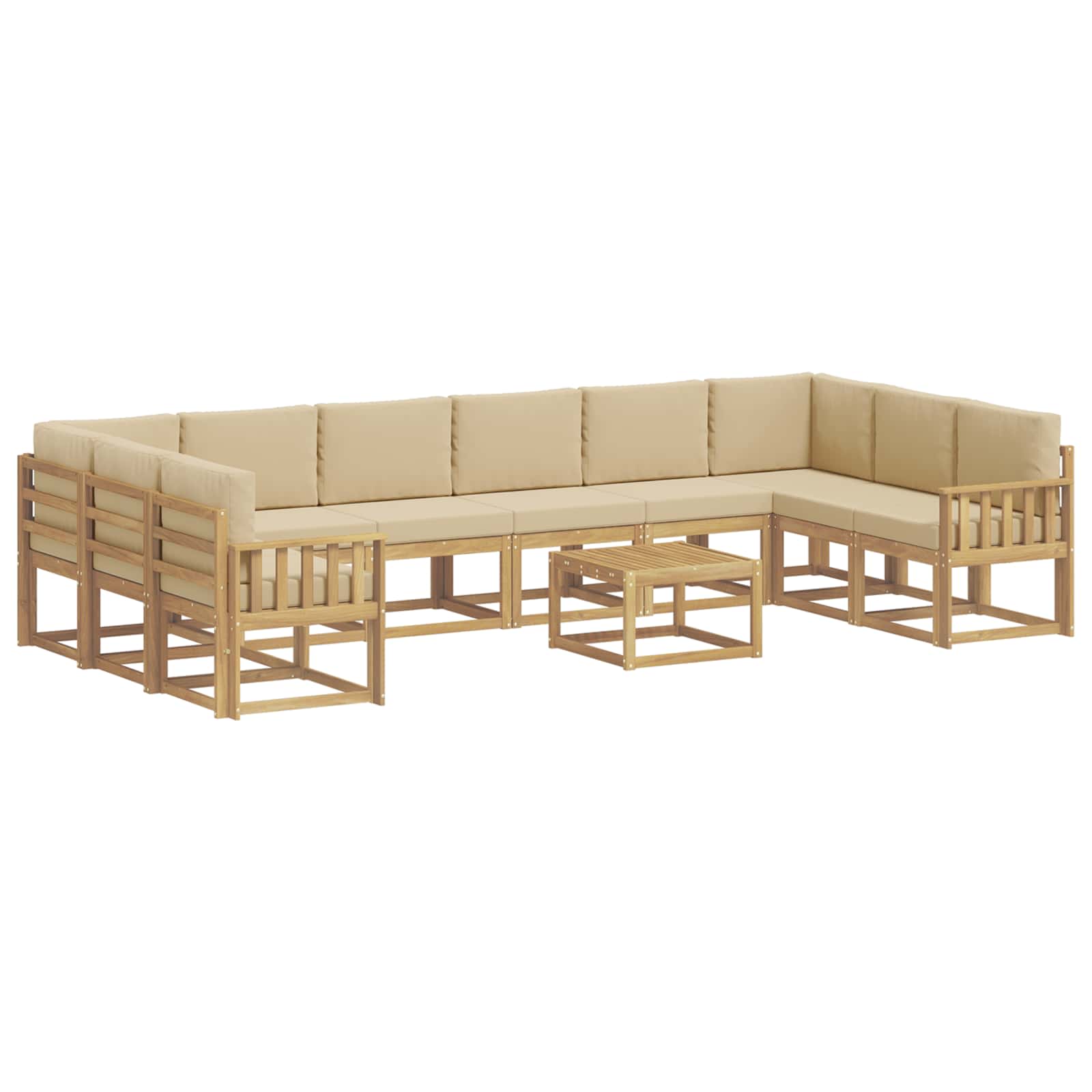 Buiten bankenset met kussen 11 pcs Wit en Beige is nu te koop bij PeponiXL, paradijselijk wonen!