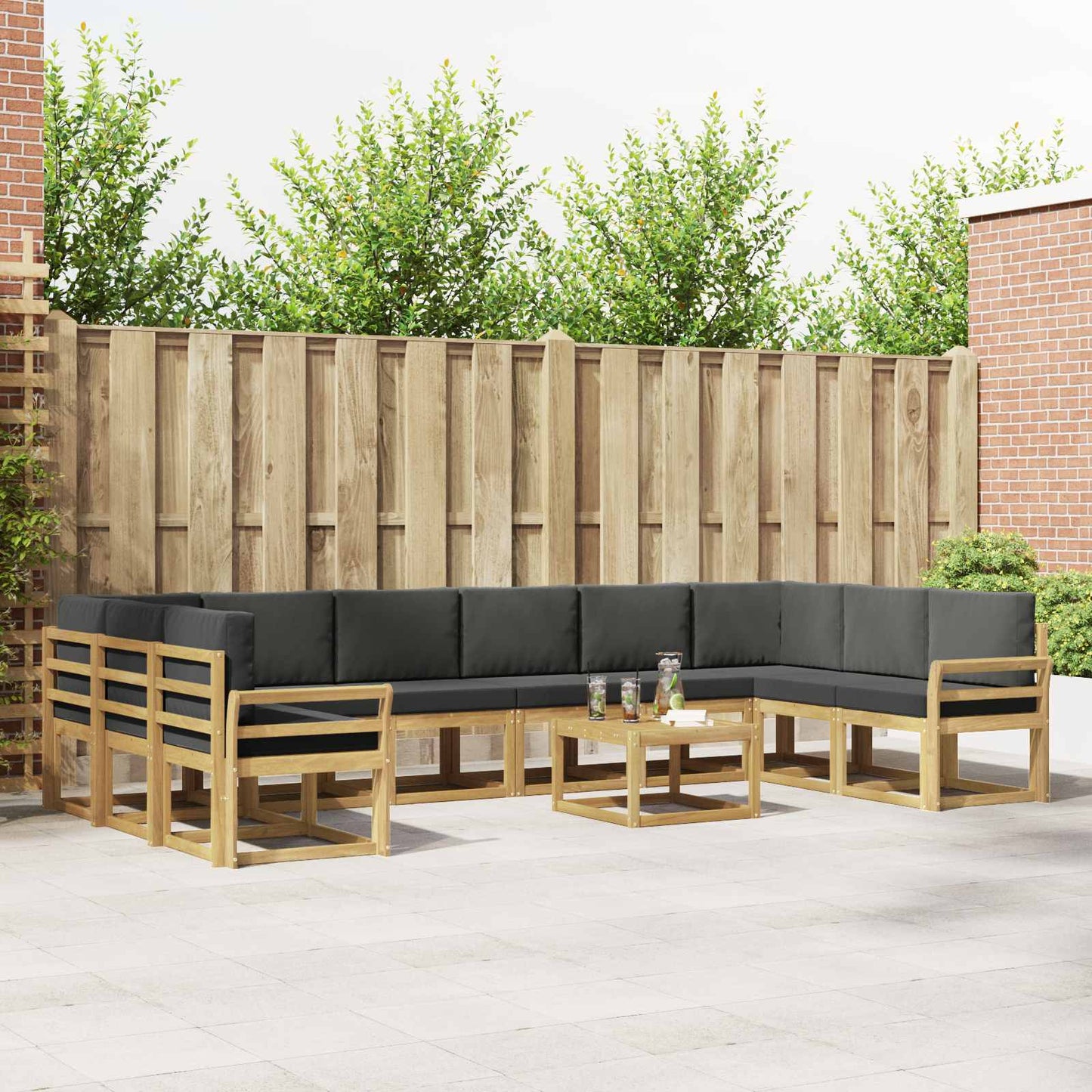 Buiten bankenset met kussen 11 pcs Wit en antracietkleurig is nu te koop bij PeponiXL, paradijselijk wonen!