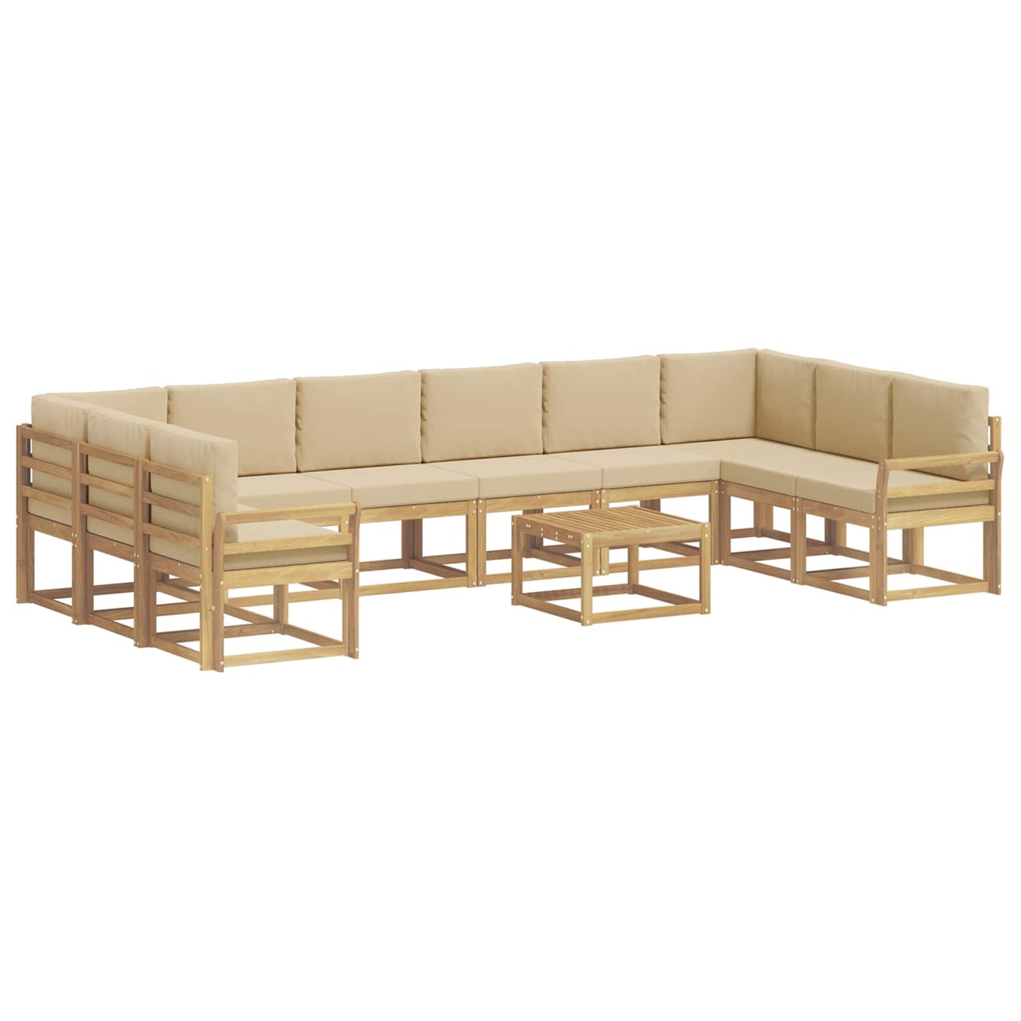 Buiten bankenset met kussen 11 pcs Wit en Beige is nu te koop bij PeponiXL, paradijselijk wonen!