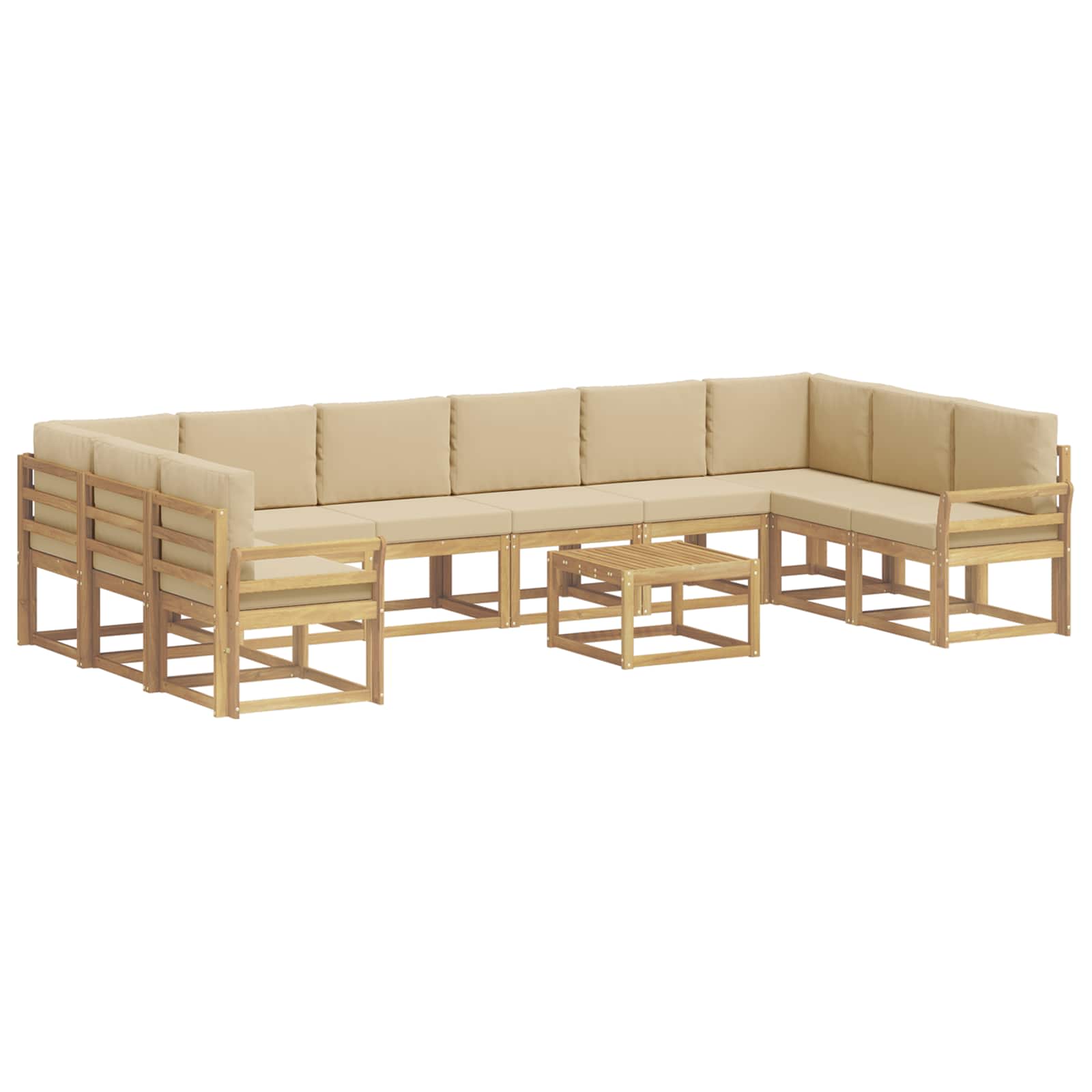 Buiten bankenset met kussen 11 pcs Wit en Beige is nu te koop bij PeponiXL, paradijselijk wonen!