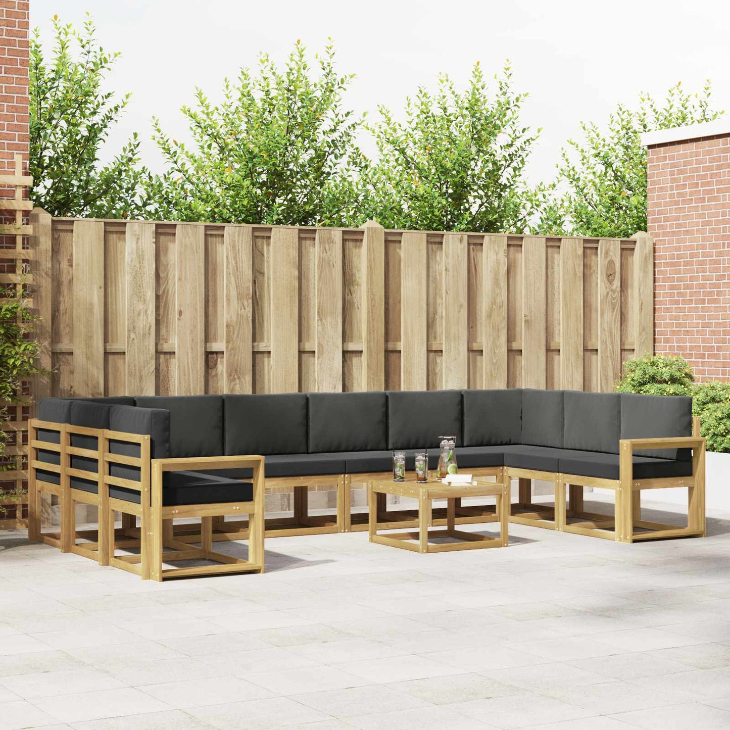 Buiten bankenset met kussen 11 pcs Wit en antracietkleurig is nu te koop bij PeponiXL, paradijselijk wonen!