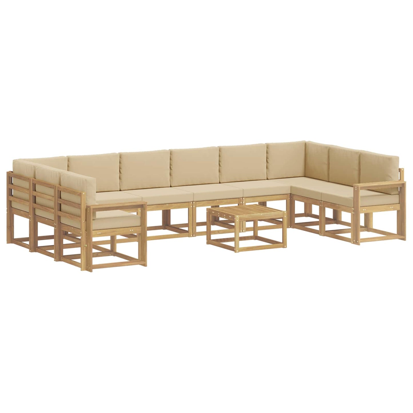 Buiten bankenset met kussen 11 pcs Wit en Beige is nu te koop bij PeponiXL, paradijselijk wonen!