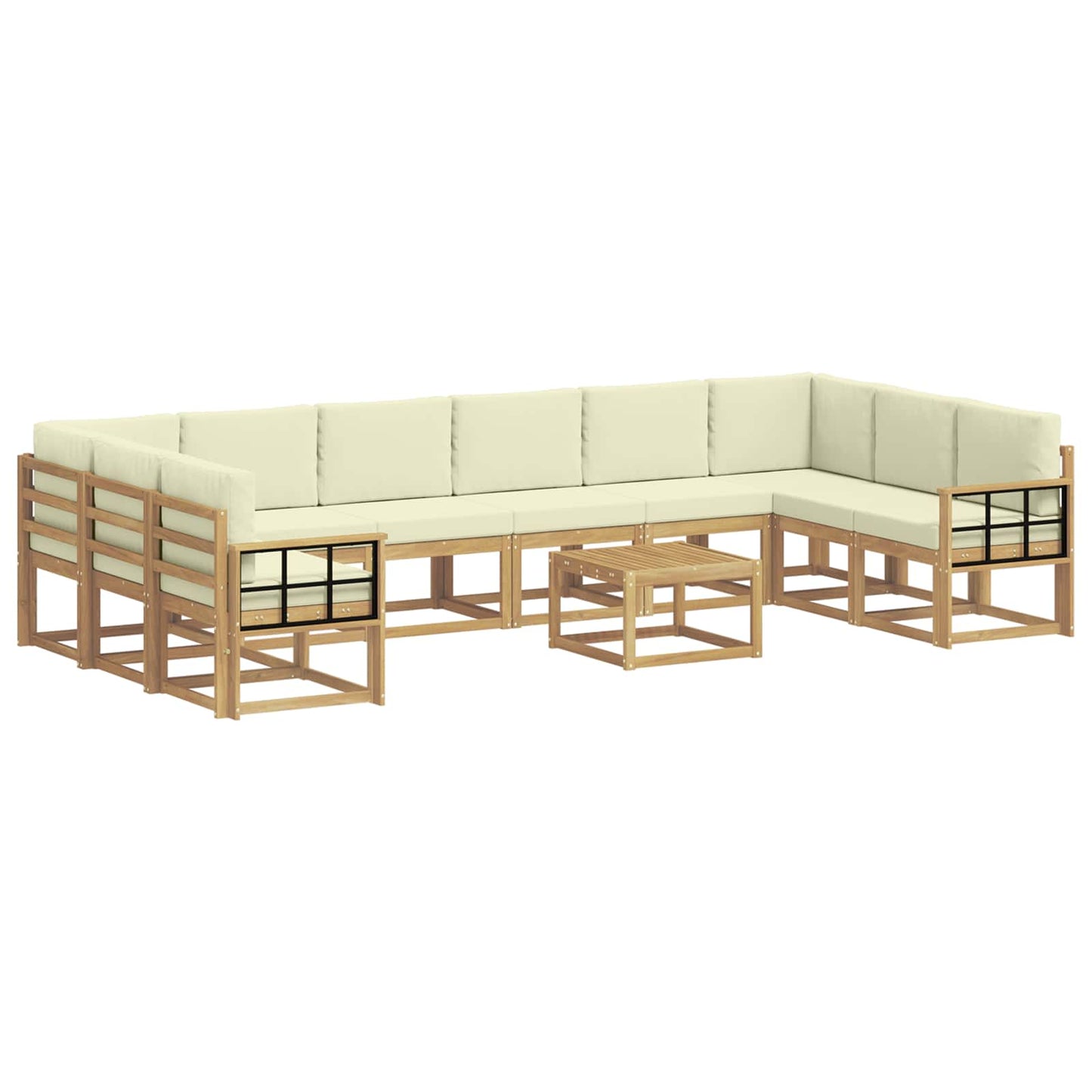 Buiten bankenset met kussen 11 pcs Wit en crèmekleurig is nu te koop bij PeponiXL, paradijselijk wonen!
