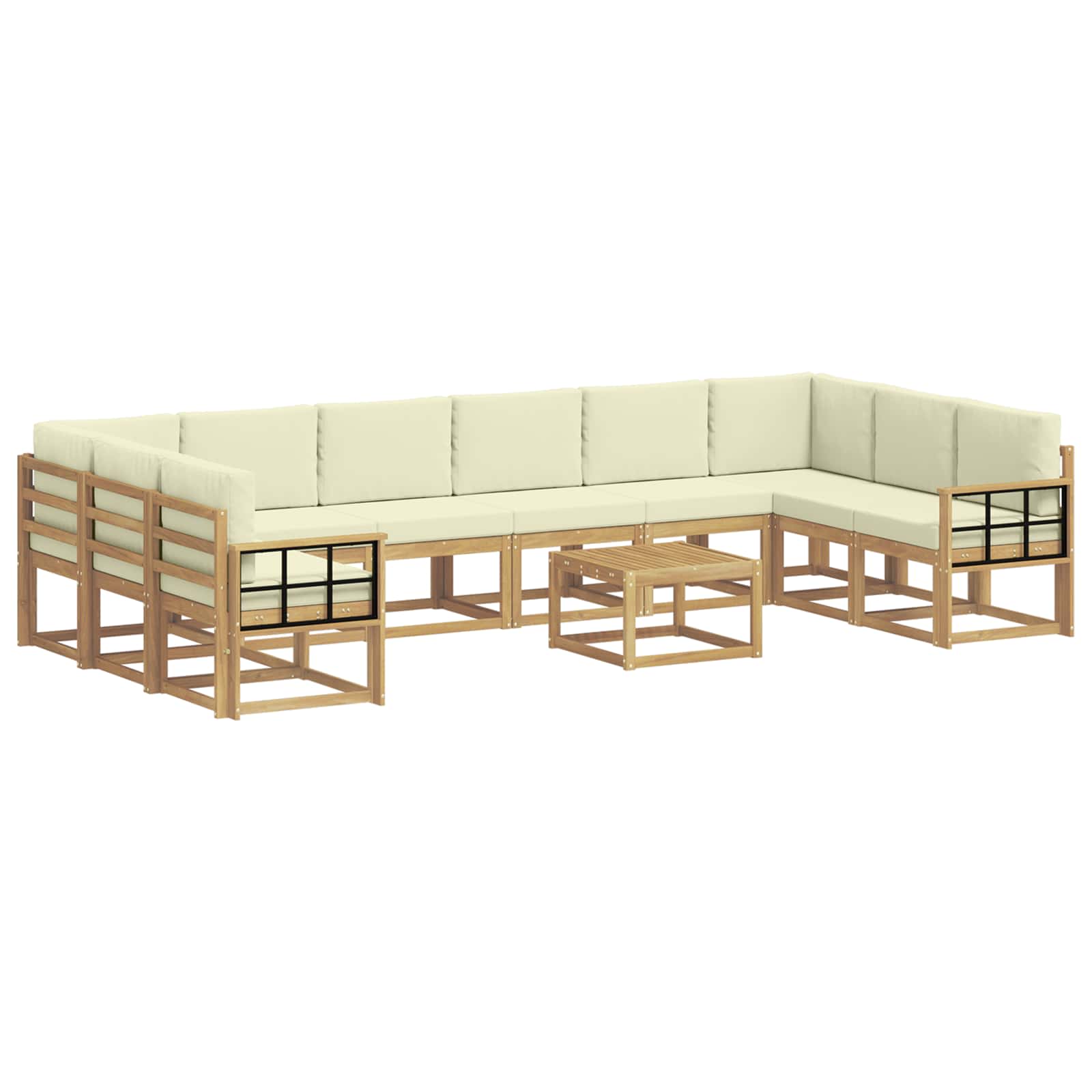 Buiten bankenset met kussen 11 pcs Wit en crèmekleurig is nu te koop bij PeponiXL, paradijselijk wonen!