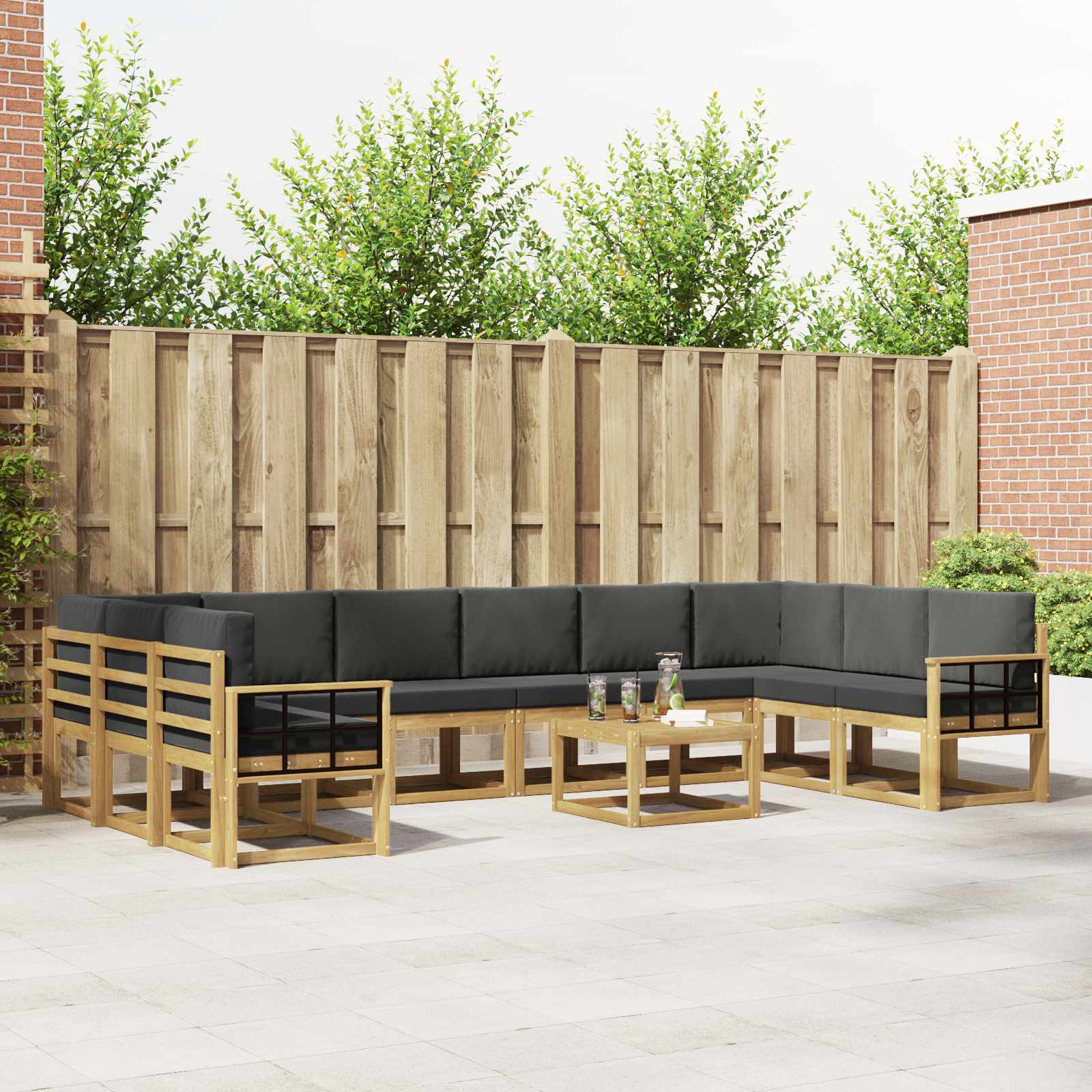 Buiten bankenset met kussen 11 pcs Wit en antracietkleurig is nu te koop bij PeponiXL, paradijselijk wonen!
