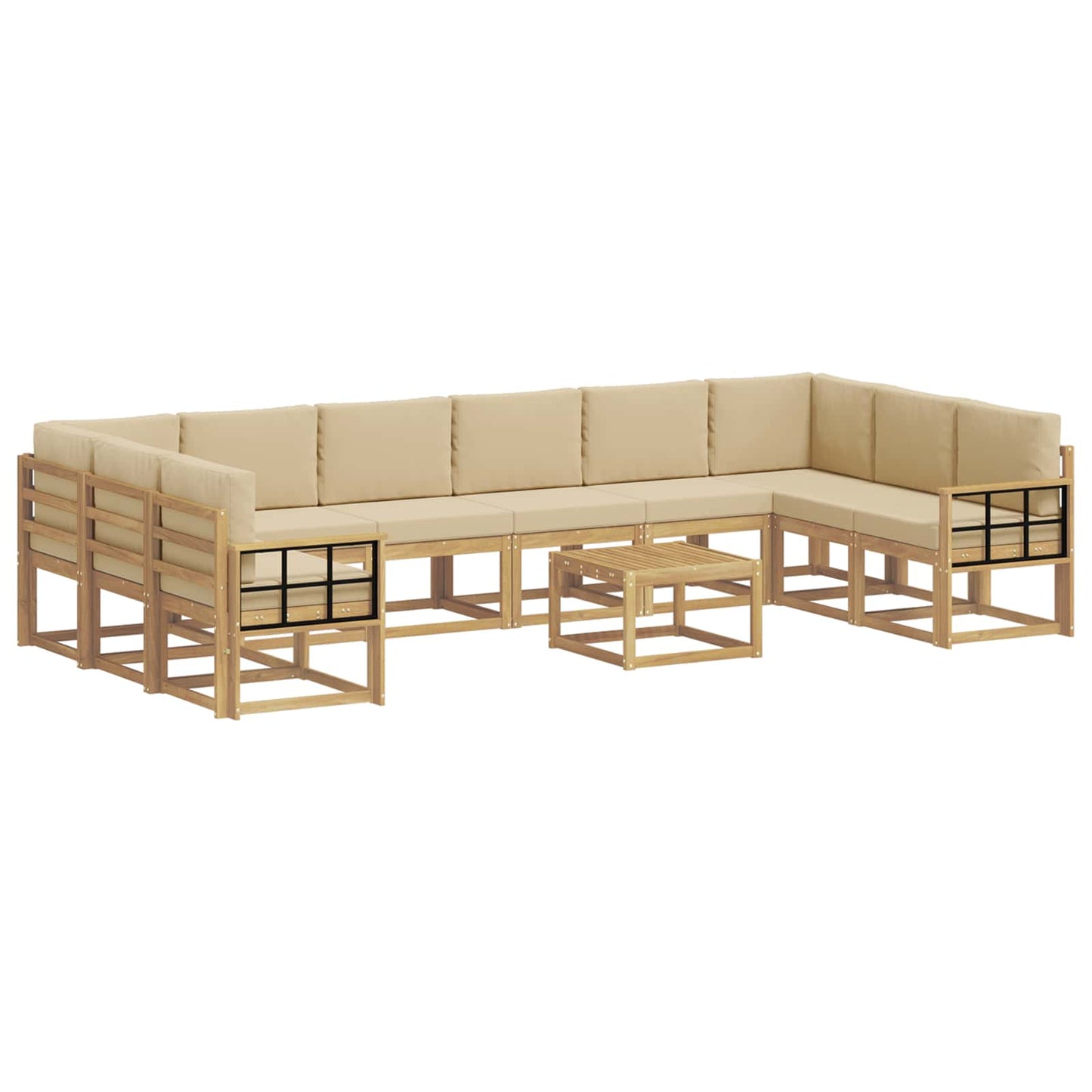 Buiten bankenset met kussen 11 pcs Wit en Beige is nu te koop bij PeponiXL, paradijselijk wonen!