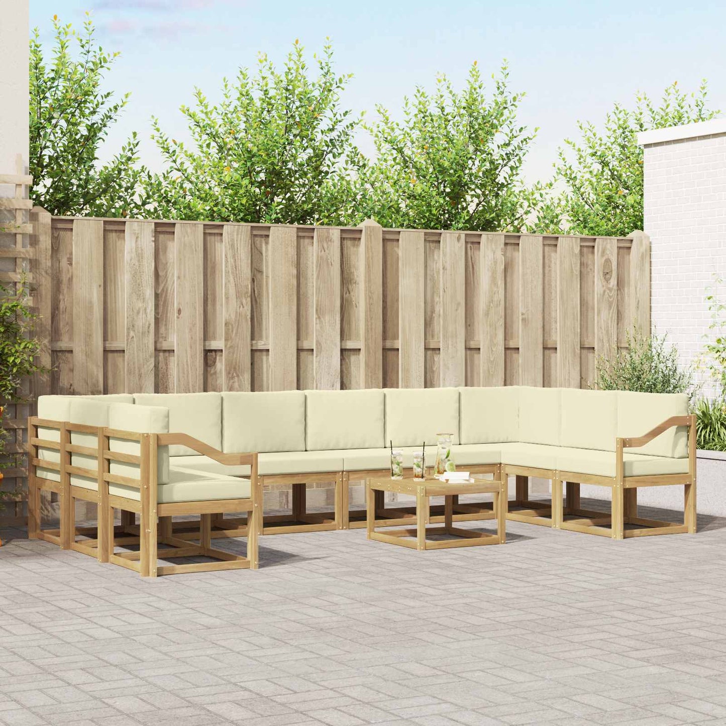 Buiten bankenset met kussen 11 pcs Wit en crèmekleurig is nu te koop bij PeponiXL, paradijselijk wonen!