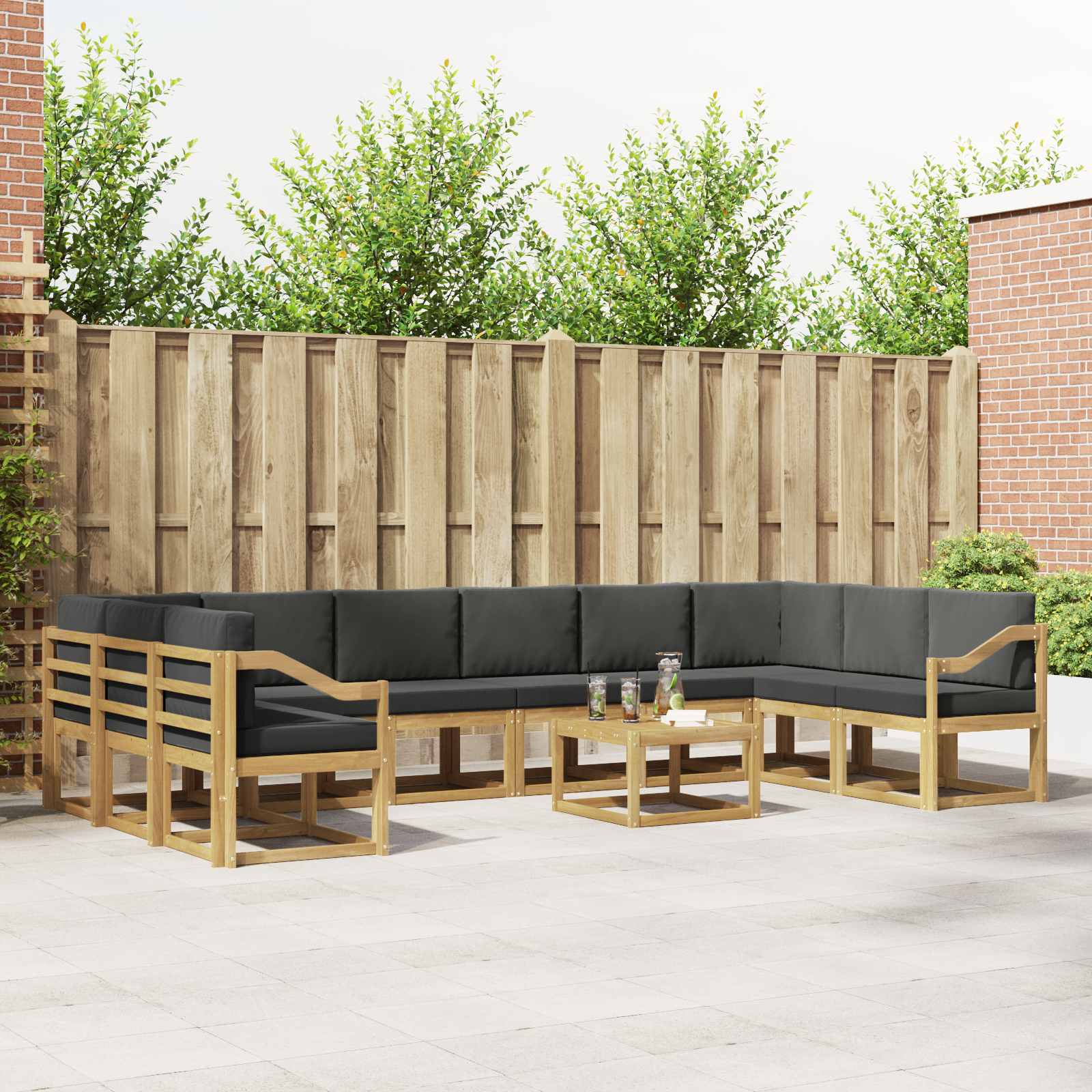 Buiten bankenset met kussen 11 pcs Wit en antracietkleurig is nu te koop bij PeponiXL, paradijselijk wonen!