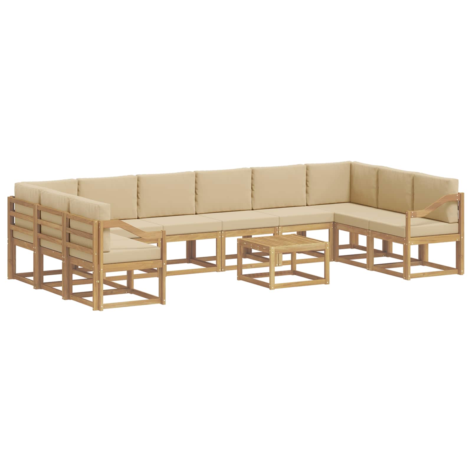 Buiten bankenset met kussen 11 pcs Wit en Beige is nu te koop bij PeponiXL, paradijselijk wonen!