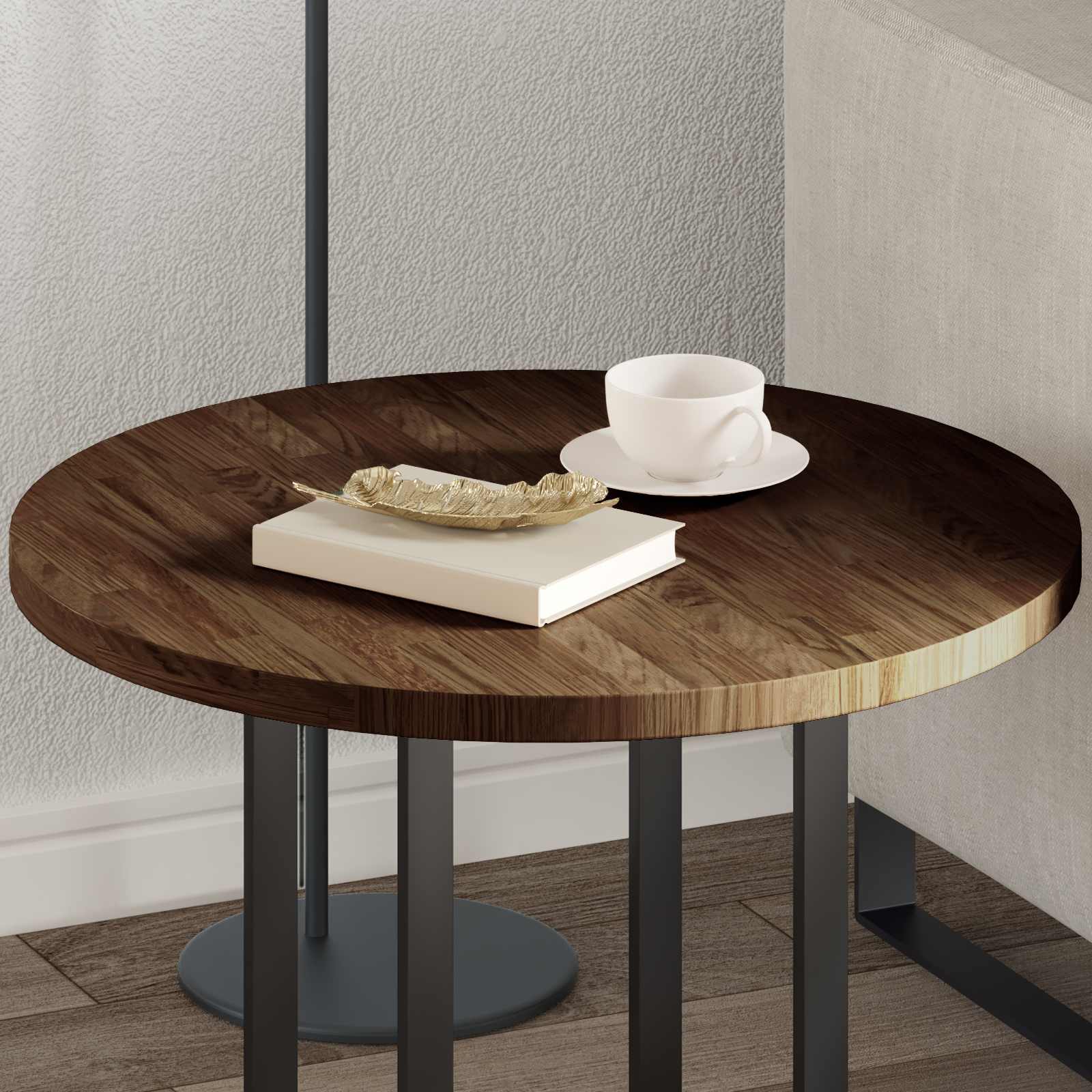 Tafelblad Licht Bruin Ø 60 x 2,5 cm Massief Eikenhout is nu te koop bij PeponiXL, paradijselijk wonen!