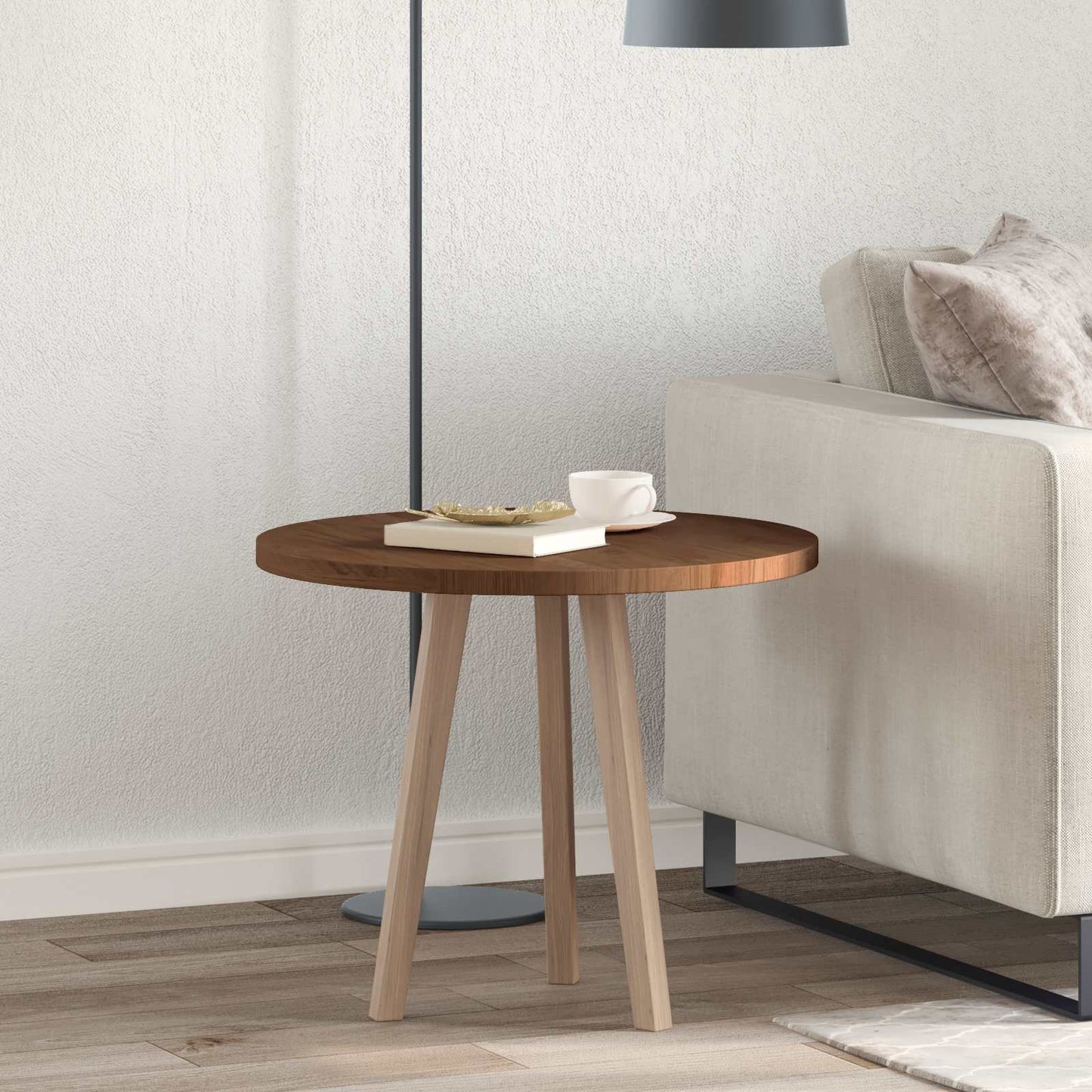 Tafelblad Licht Bruin Ø 60 x 2,5 cm Massief Eikenhout is nu te koop bij PeponiXL, paradijselijk wonen!